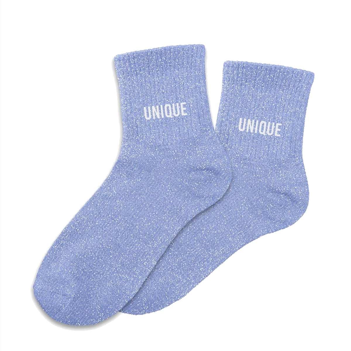 STC Chaussettes bleues à paillettes avec la mention " UNIQUE", 36-​42