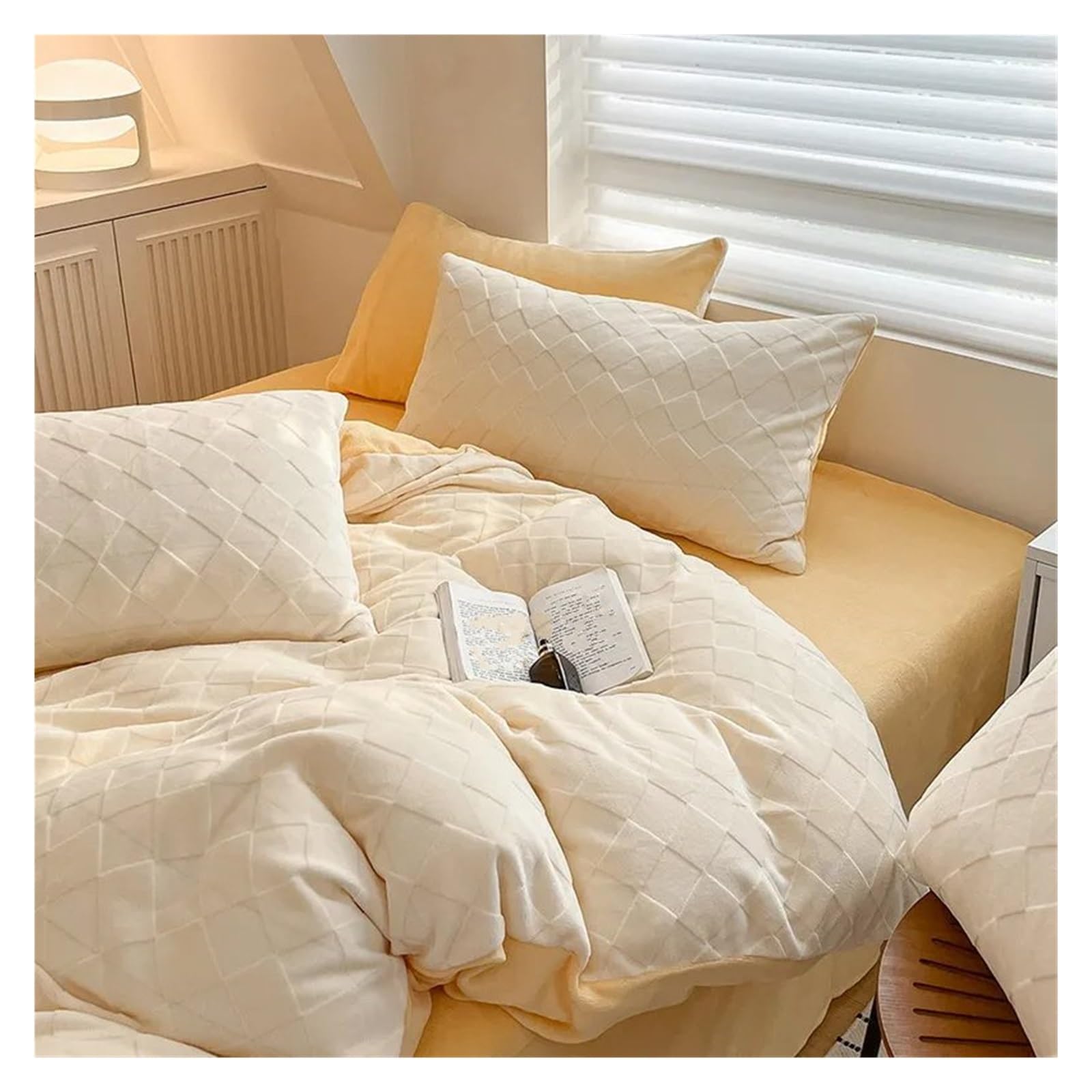 Housse de Couette Double en Peluche - Ensemble de Literie d'Hiver 4 Pièces