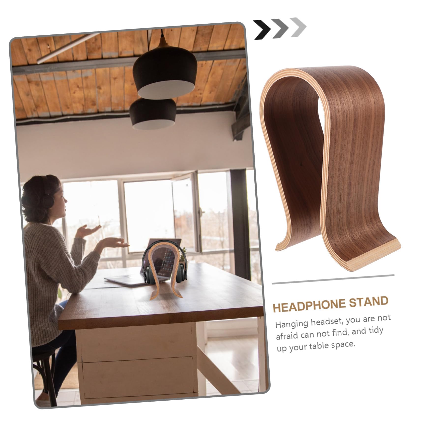 Mikikit Supporto per Cuffie U in Legno Espositore per Cuffie da Tavolo Compatibile