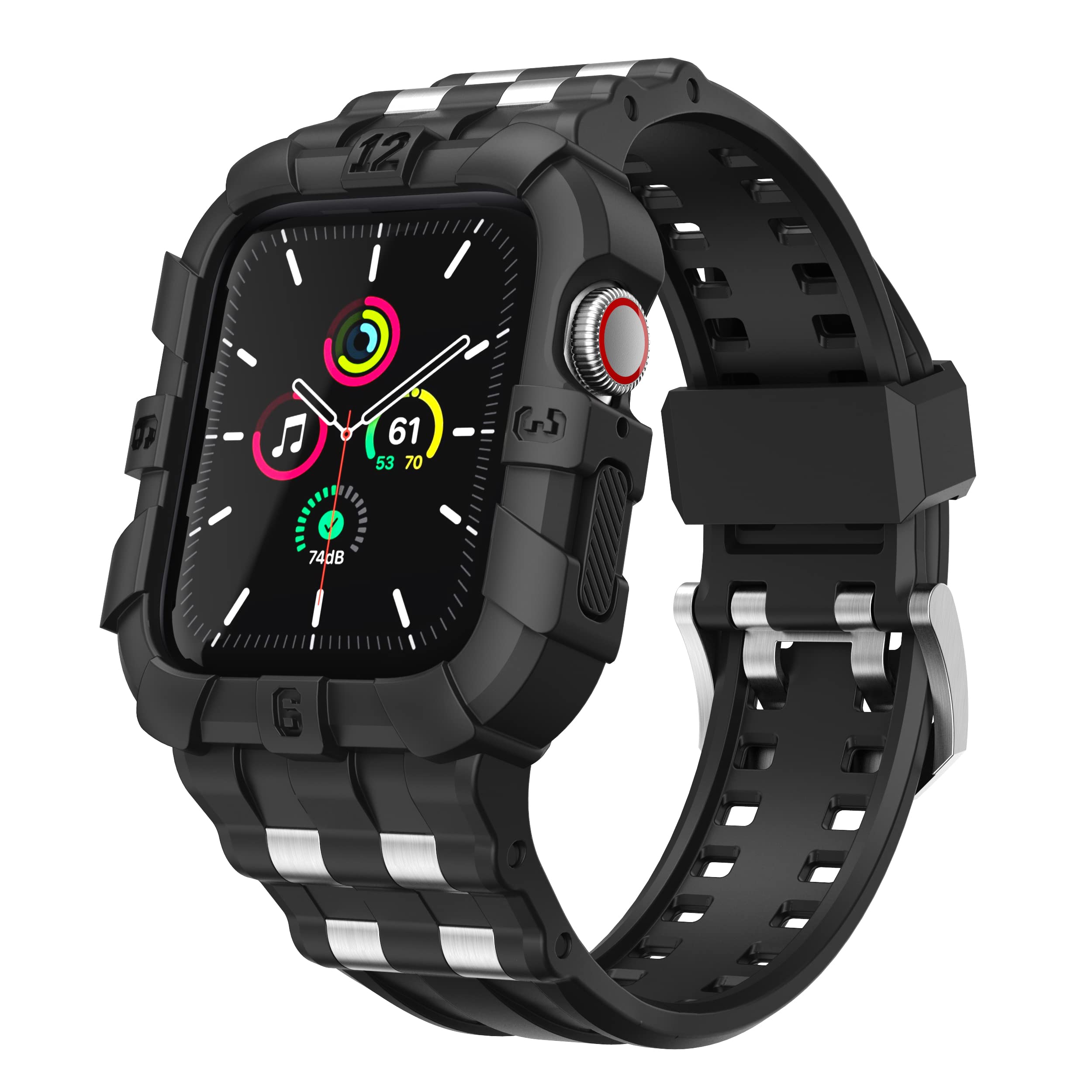 T-ENGINE Band Compatible with Apple Watch 45mm Series 8 7, Series 6 5 4 3 se 44mm 42mm, Rugged Case with Band for Men
