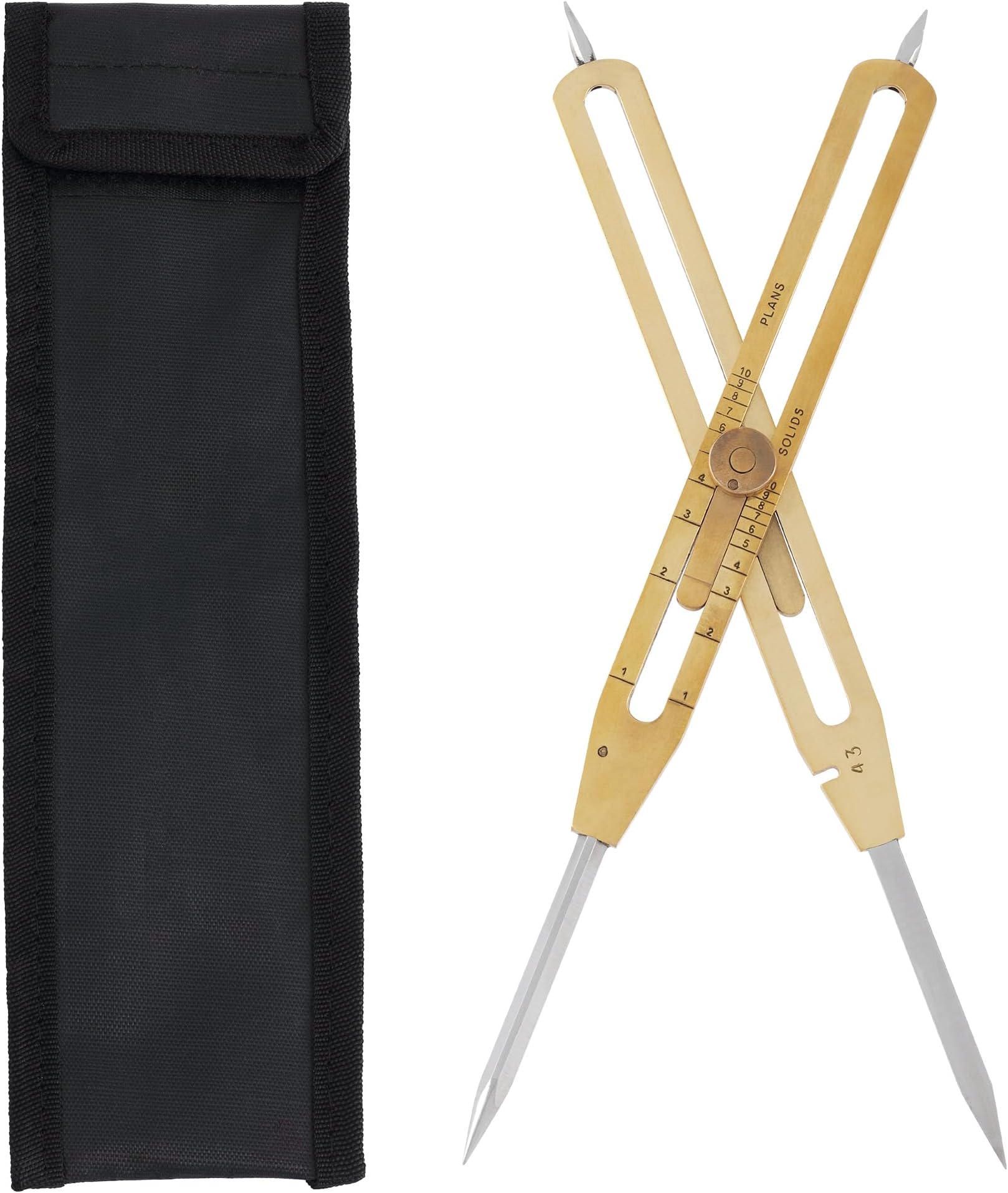 Acurit 9" Brass Proportional Divider - Solid Steel Points, Adjustable Legs, Graduated Measurement, Includes Carrying Case for Easy Transport and Store