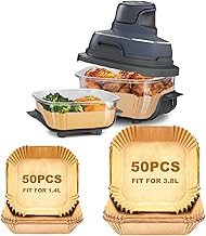 100PCS Air Fryer Liners for Ninja CRISPi FN101UKGY, Disposable Air Fryer Parchment Paper Liners for 3.8L & 1.4L Glass Container Air Fryer, Non-Stick Air Fryer Accessories for Ninja CRISPi