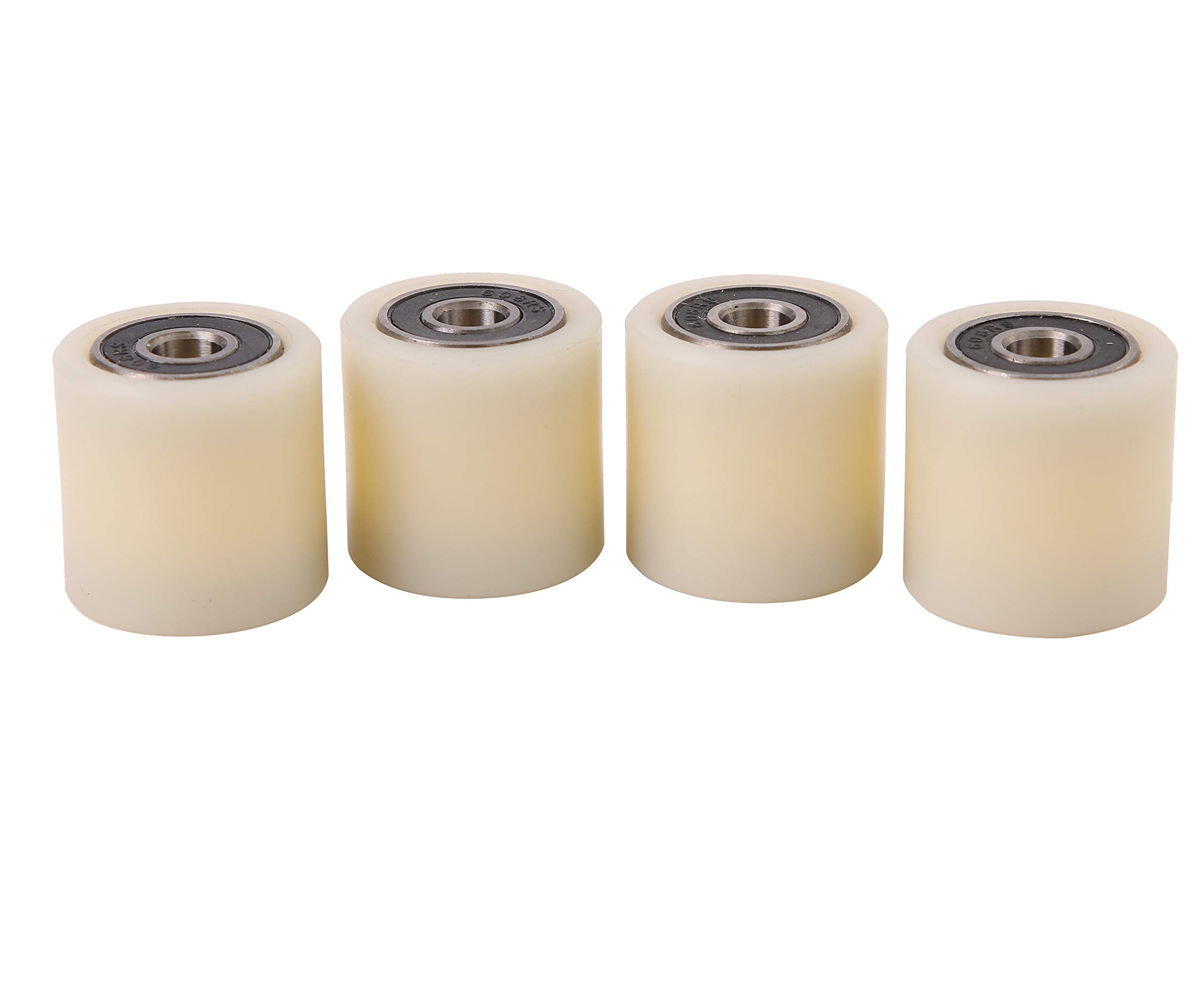 4 sztuki nylonowych rolek poliamidowych o średnicy 30 mm szerokości 30 mm łożyska 8 mm precyzyjnie obrobione w UE (30-30-8)