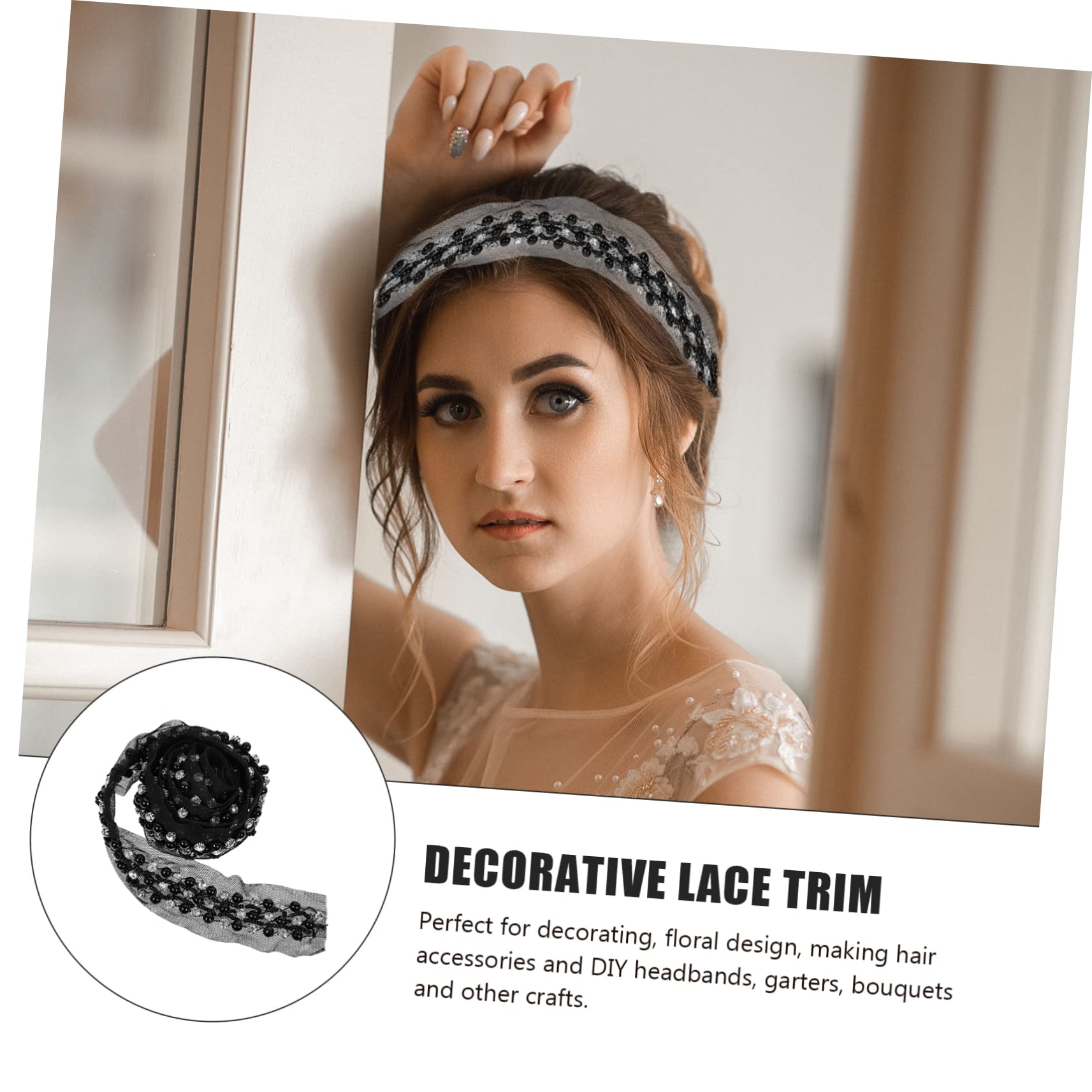 5stücke Sewing Lace Trim Mit Perlen Und Strass Reihig Dekorative Spitze Für Hochzeiten -projekte Kleidung Und Bastelarbeiten