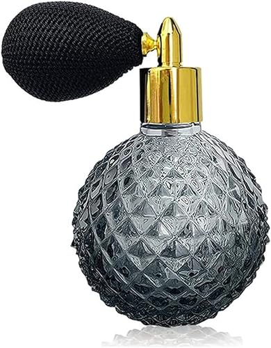 Botella de perfume vintage de 3.4 fl oz atomizador de spray corto vidrio vacío recargable (gris)