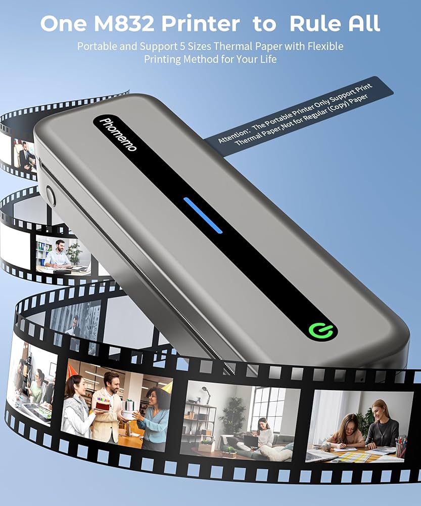 ★Pmo M832★ Phomemo Portable Thermal Printer, Bluetooth Inkless Printer