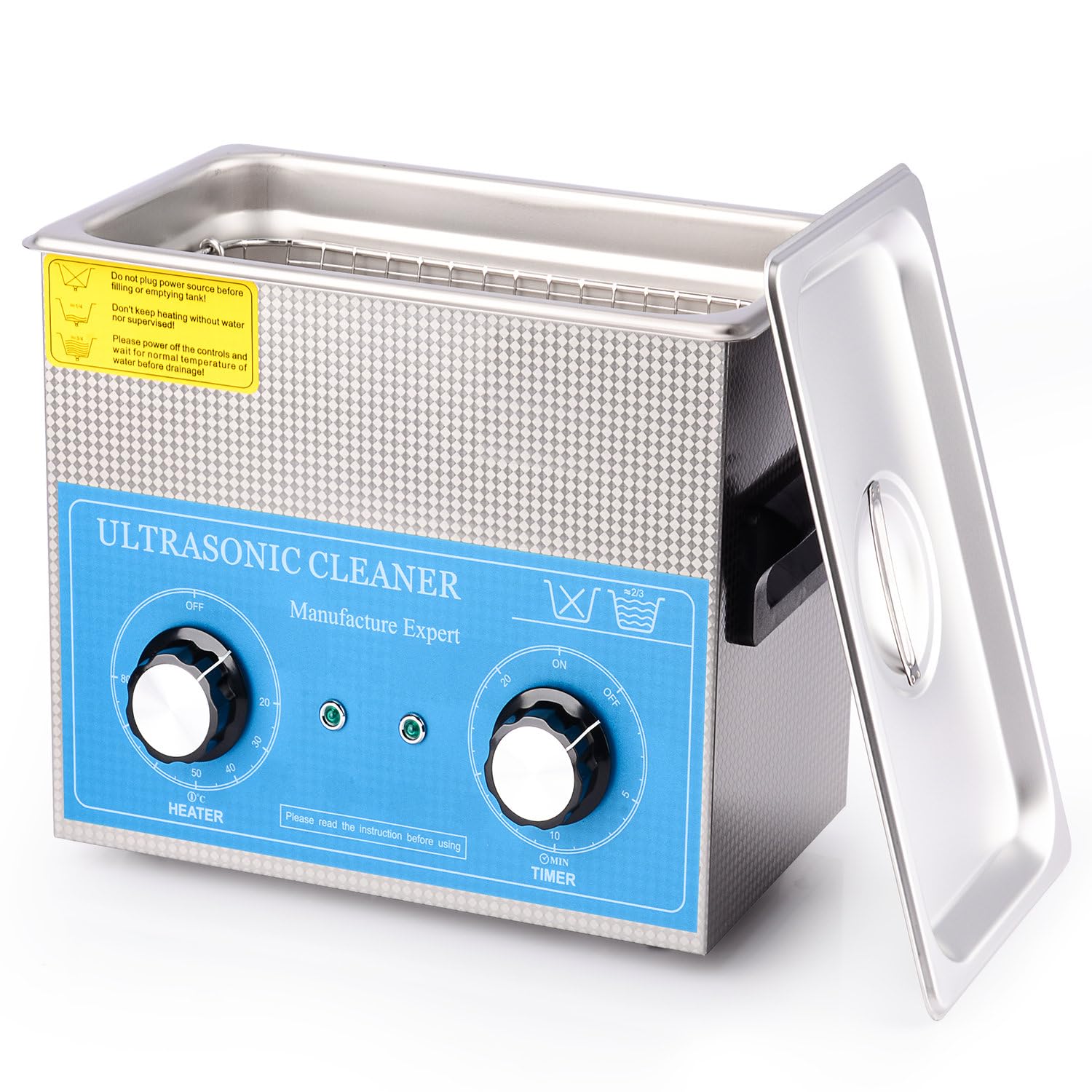 stonylab Limpiador Ultrasónico, Acero Inoxidable 304 limpiadores Ultrasonidos Profesional Multiusos con Panel de Control Mecánico de Calefacción y Temporizador para Laboratorio 40kHz 220V, 3.2L