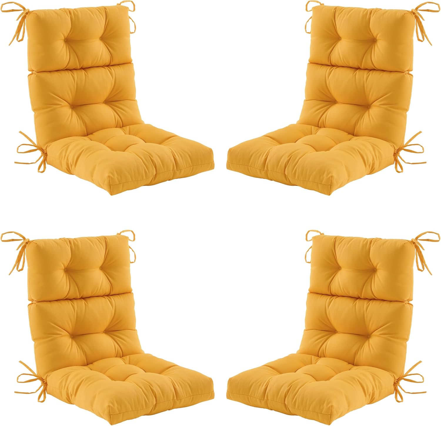 Outdoor High Back Chair Cushions Set of 4,Waterproof All-Weather Tufted Seat Back Patio Furniture Cushions with Ties for Lawn Adirondack,Rocking Chair, 45x22 Inch, Dark Grey