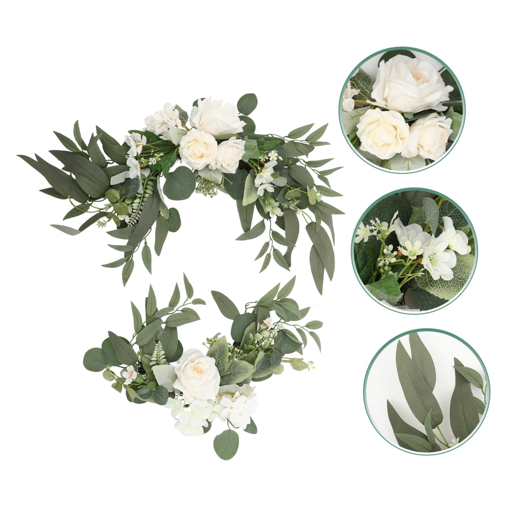 Künstliche Rosen Blumengirlande aus Stoff in Weiß für Hochzeit mit Abschlussstimmung Praktischer Nie Verwelkender Blumenschmuck als Willkommensschild und Empfang