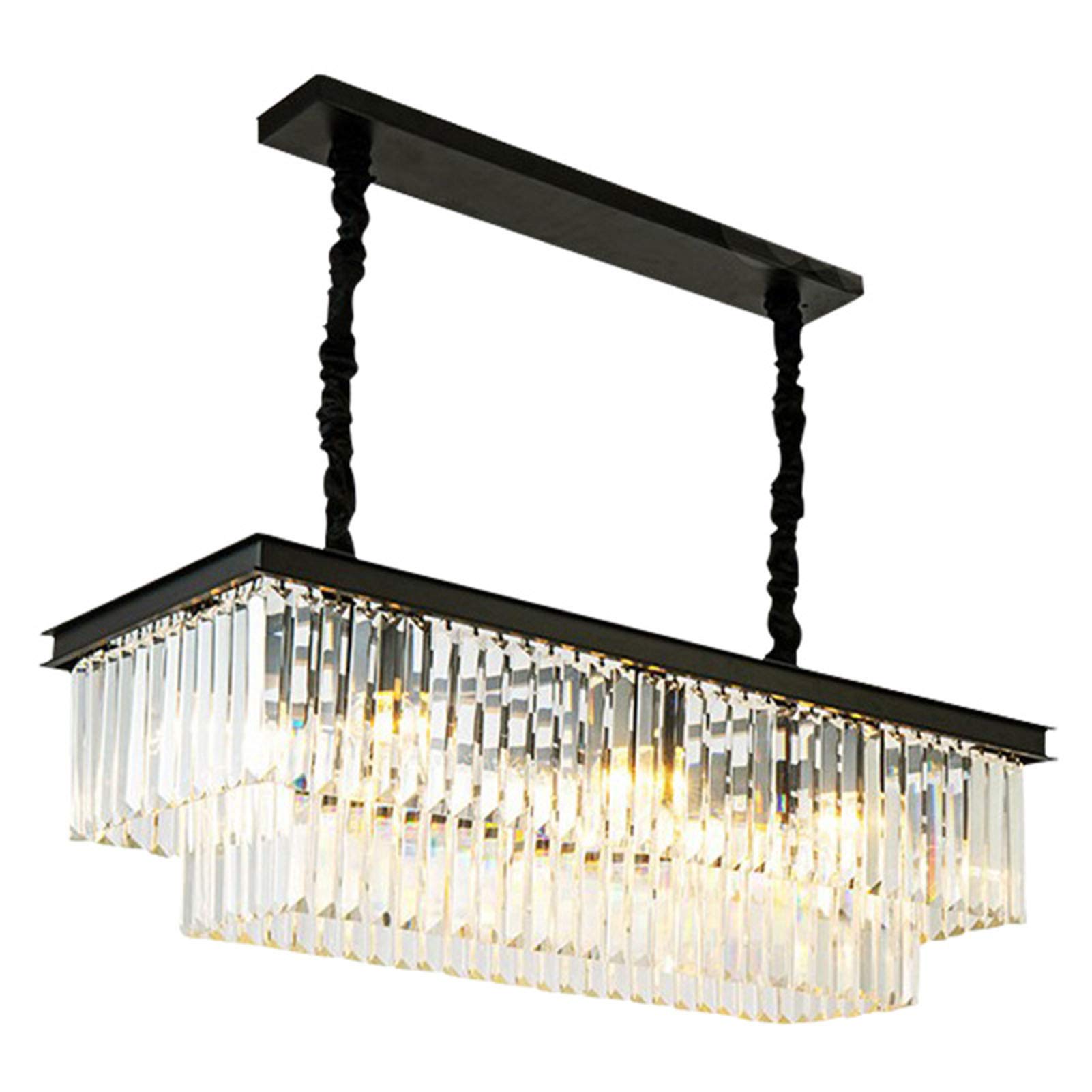 CZYLJLK E14 Post-Modern Light Luxury Square Crystal,Dining Room,Living Room Bedroom Lights,Modern Minimalist Nordic Creative Lamps-Black. 86cm