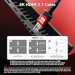 8K Certifié HDMI 2.1 câble 3 FT,48Gbps Ultra Cordon de jeu tressé haute vitesse,Support 10K 8K@60Hz 4K@120Hz/144Hz DTS:X HDCP 2.2 et 2.3 eARC HDR10 VRR Compatible pour RTX 5090/PS5/Xbox X/S/TV