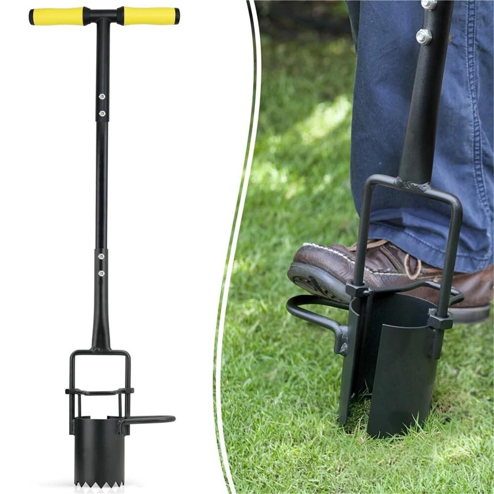 Strumenti for piantare Piantatrice di bulbi for trapiantatrice da giardino di dimensioni compatte in acciaio al carbonio for giardinaggio su prato