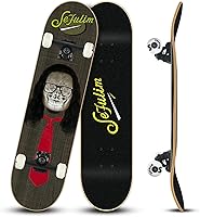 Vista 1 de Sefulim Monopatín completo de 31 x 8 pulgadas, 7 capas, arce canadiense, doble patada, cóncavo, crucero, patineta para niños, niñas, adolescentes