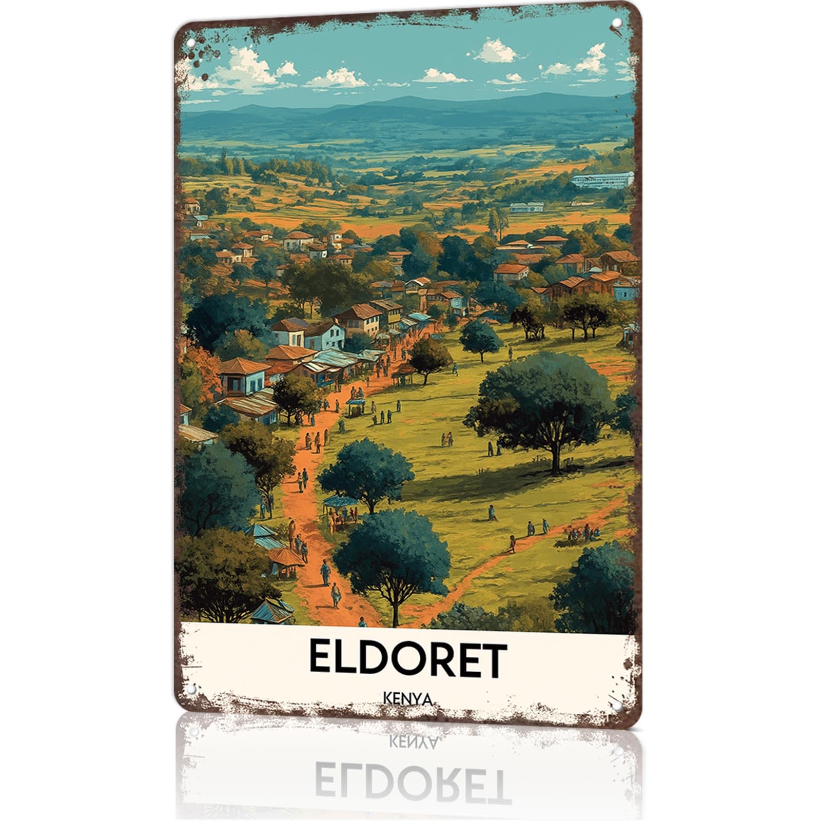 KWQDOZF 8x12inch Eldoret, Kenya Aluminum Sign Wall Art