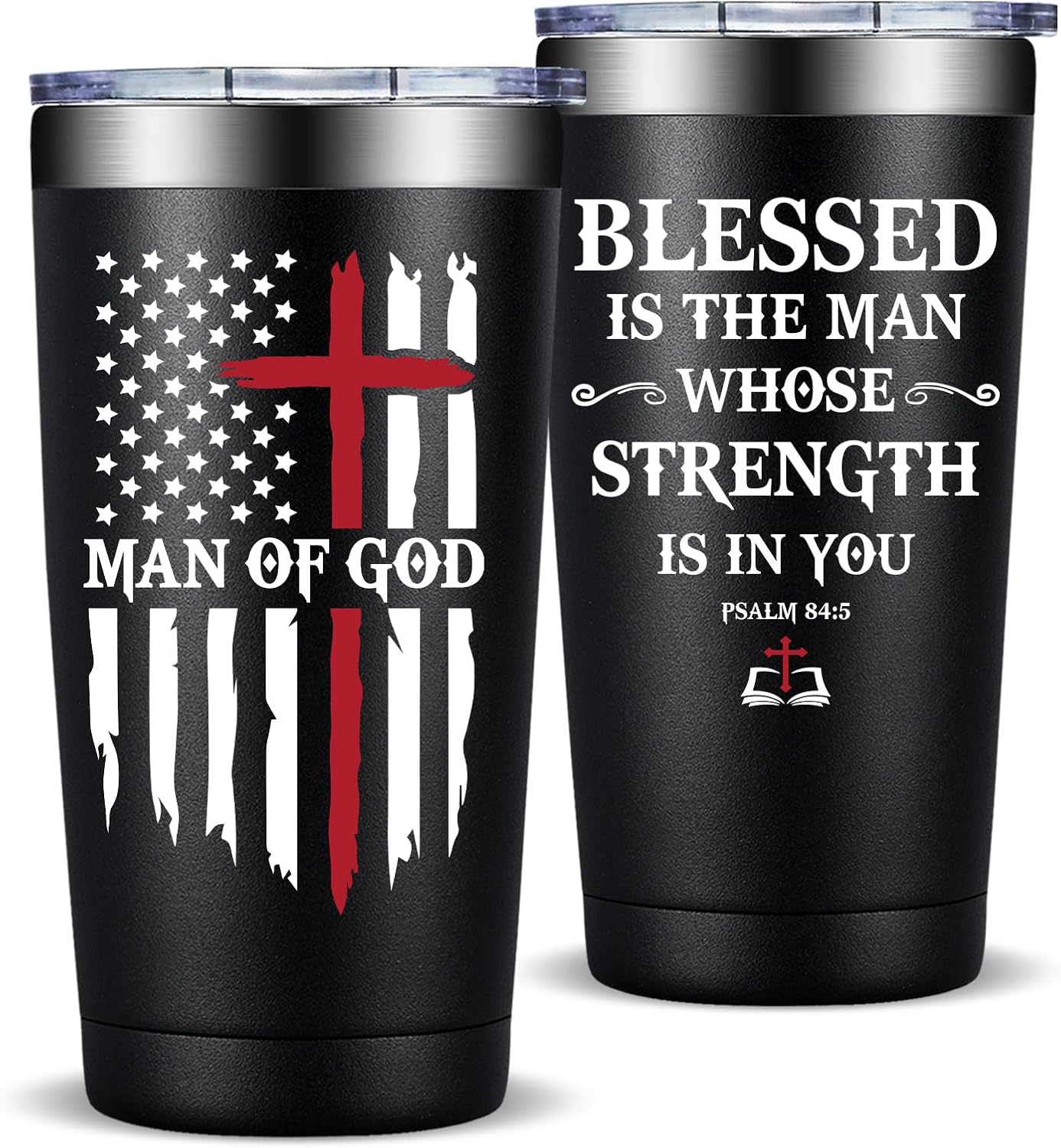 Fufandi Christian Gifts for Men, Catholic Gifts - Religious Inspirational Scripture, Easter, Gift for Men, Bible Catholic Spiritual Gift, Man of God 20oz Coffee Tumbler
