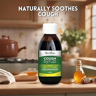 HERBION Naturals Cough Syrup with Honey, Relieves Cough & Soothes Sore Throat, Optimizes Immune, Promotes Lung Function, for Adults & Kids 13 Months+, 5 Fl Oz, Pack of 1