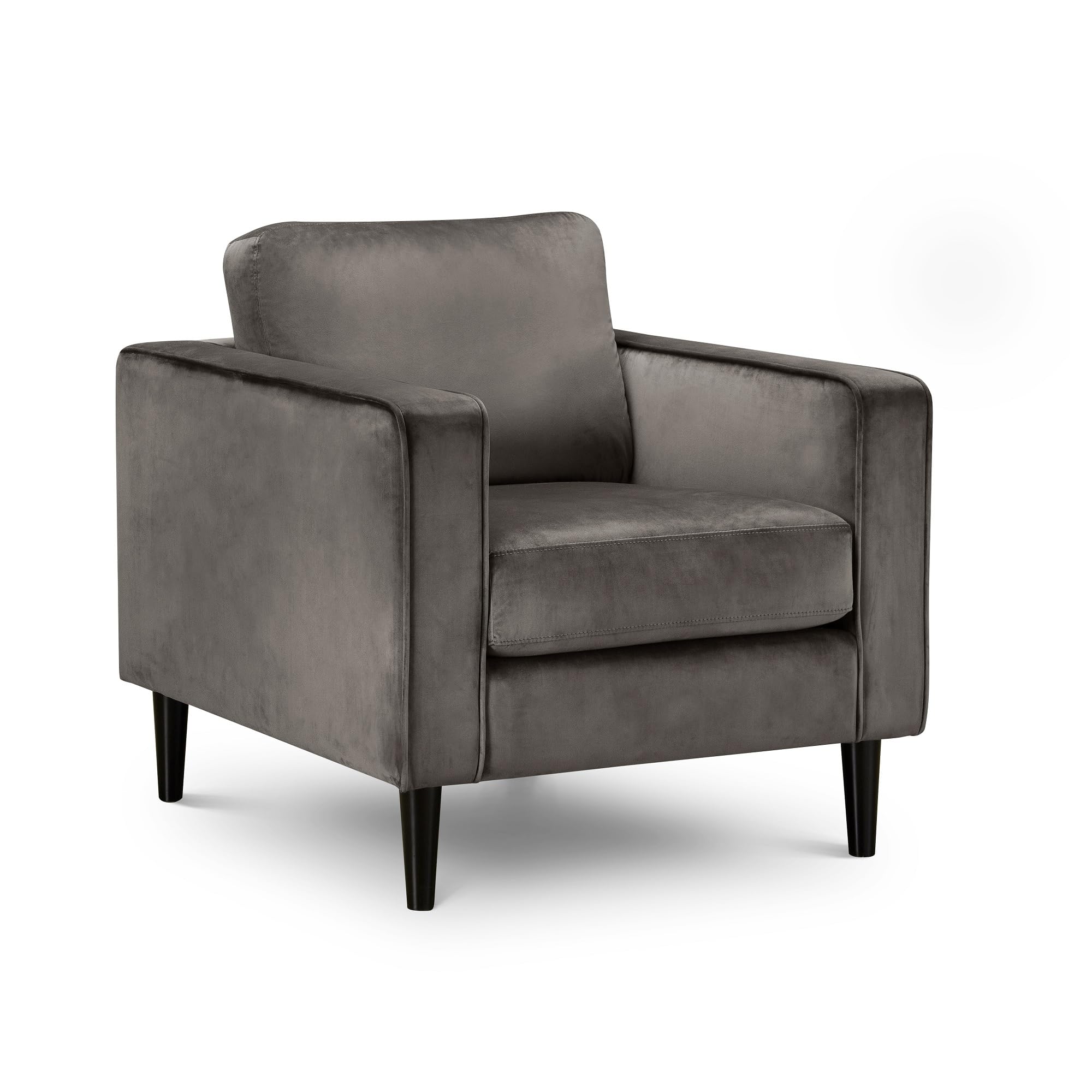 Julian Bowen Hayward Velvet Armchair - Grey Velvet - Padded Frame