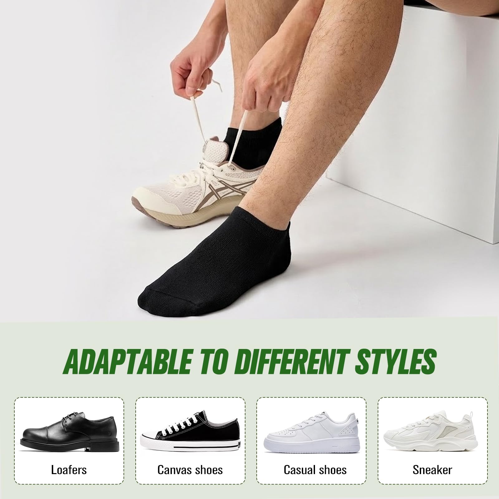 Niorasen Calcetines Invisibles Hombre y Mujer de Bambú 6 Pares, Pinkies Unisex Transpirables con Silicona Antideslizante, Calcetines Bajos para Zapatillas y Mocasines, Talla 35-50 — view 6