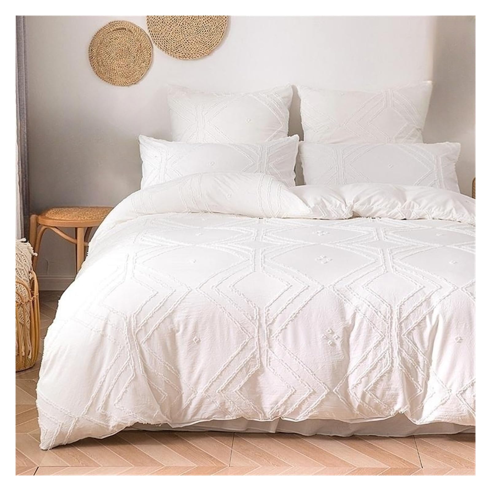 Couette et taie d'oreiller King size Craft parure de lit 3 pièces pour grand lit double uni