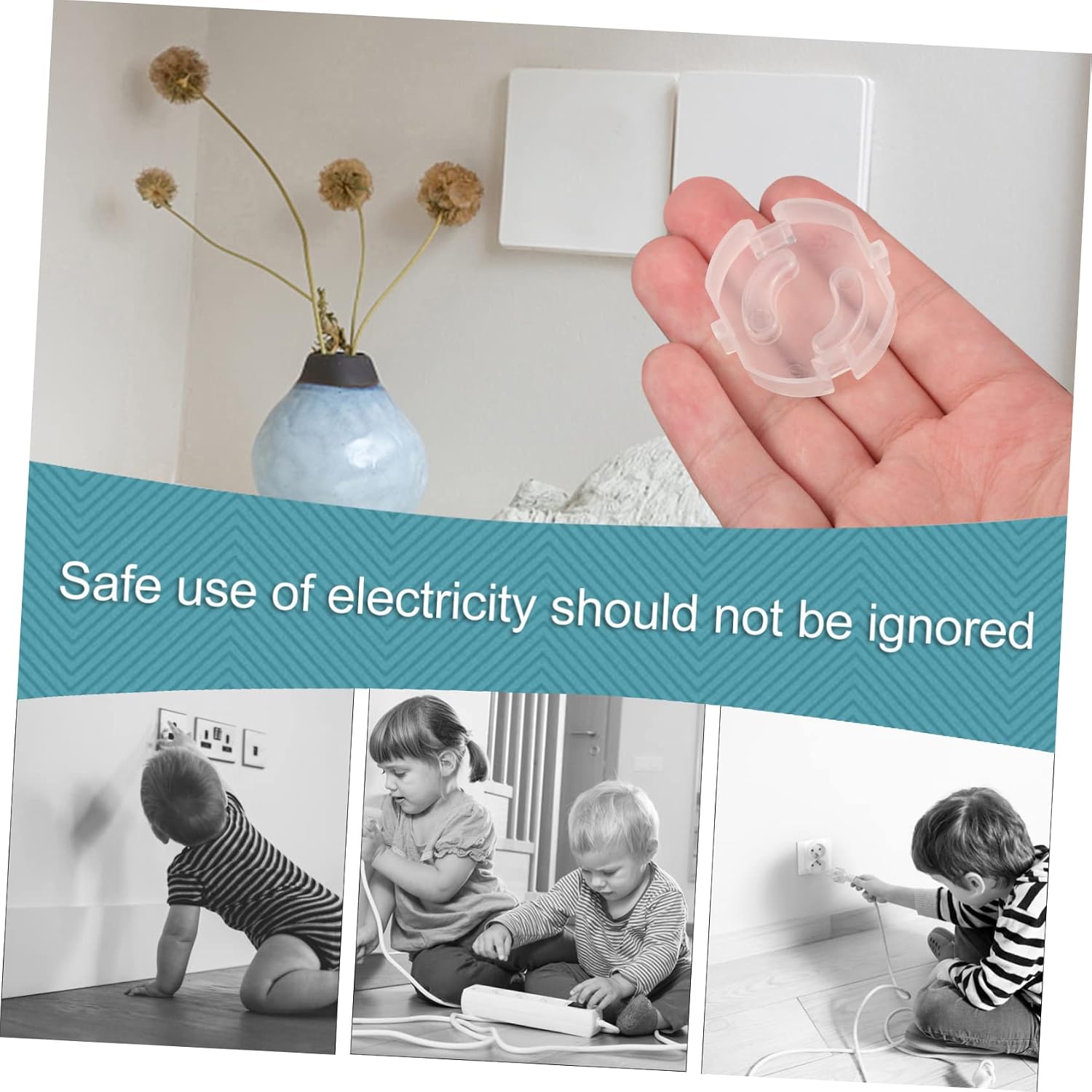 VICASKY Childproof Outlet Protector 20pcs Outlet Covers Baby European Safety Electrical Outlets Plastic Easy to Install