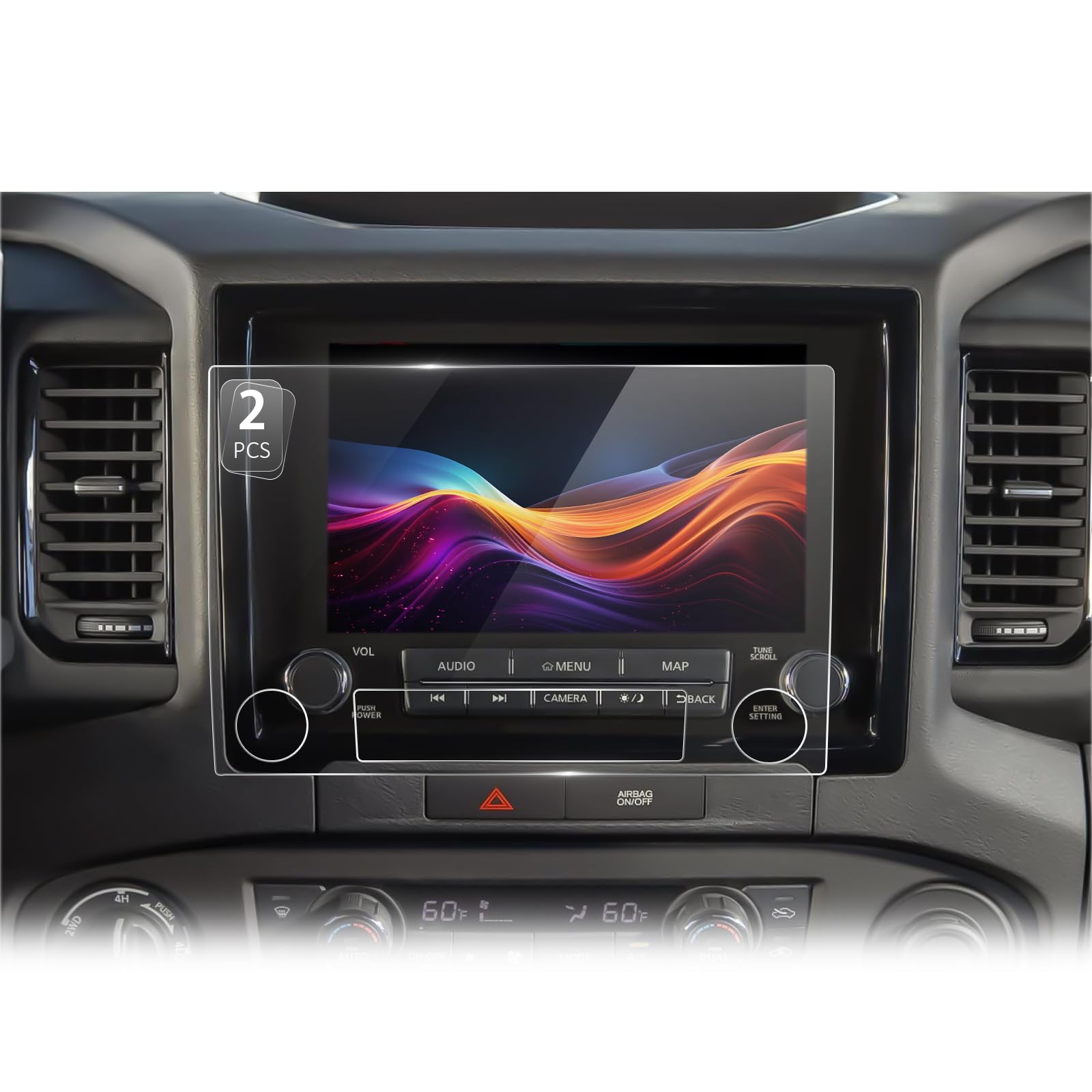 CDEFG (2PCS Frontier Anti-Reflection Screen Protector, 9-Inch Touchscreen, for Nissan Frontier 2022 2023 2024 Accessories, Pro X Pro-4X Frontier ProX Pro4X, Ultra-Clear, Anti-Glare, 2PCS