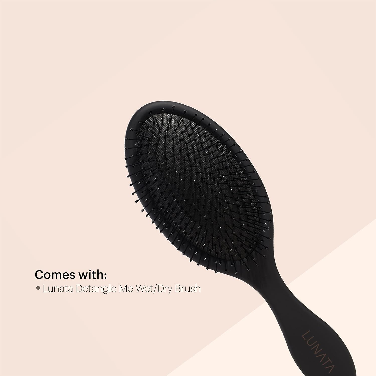 Lunata Detangle Me Wet/Dry Hair Brush | Detangling Brush for All Hair Types | Dry & Wet Travel Brush | Hair Brushes for Women, Full Sized Black