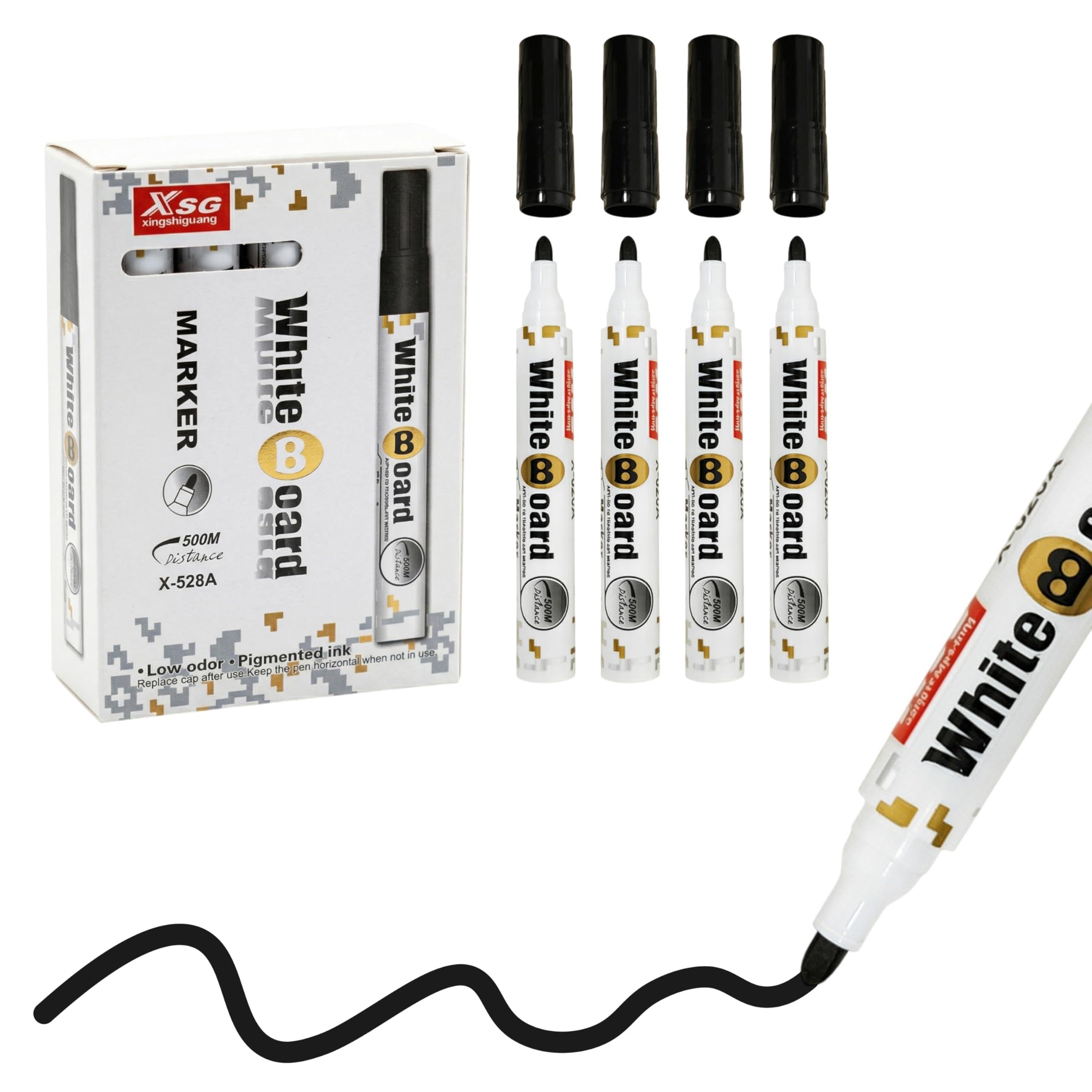 Aspect Whiteboard Pens, 12pcs Whiteboard Marker Pens, Bullet Tip Low Odour, Quick Dry, Easy Wipe Dry Erase Markers, Smooth Writing for Whiteboards, Glass, Office, School & Home