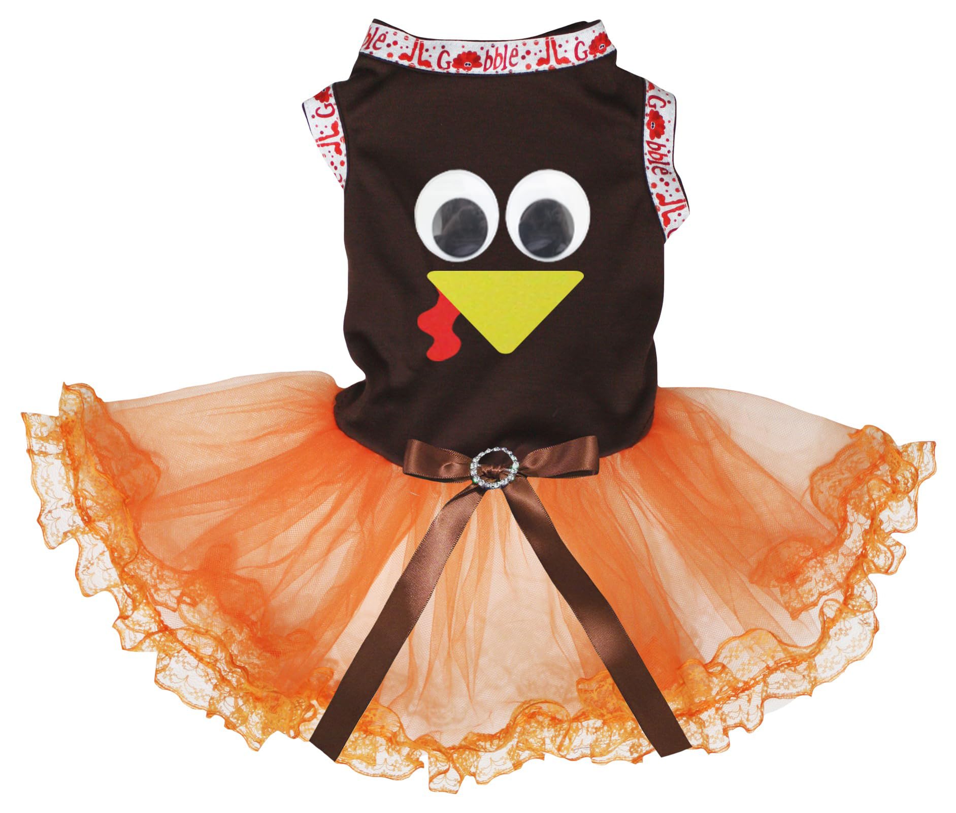 Robe pour chiot dinde en dentelle marron et orange taille XS pour petit chien