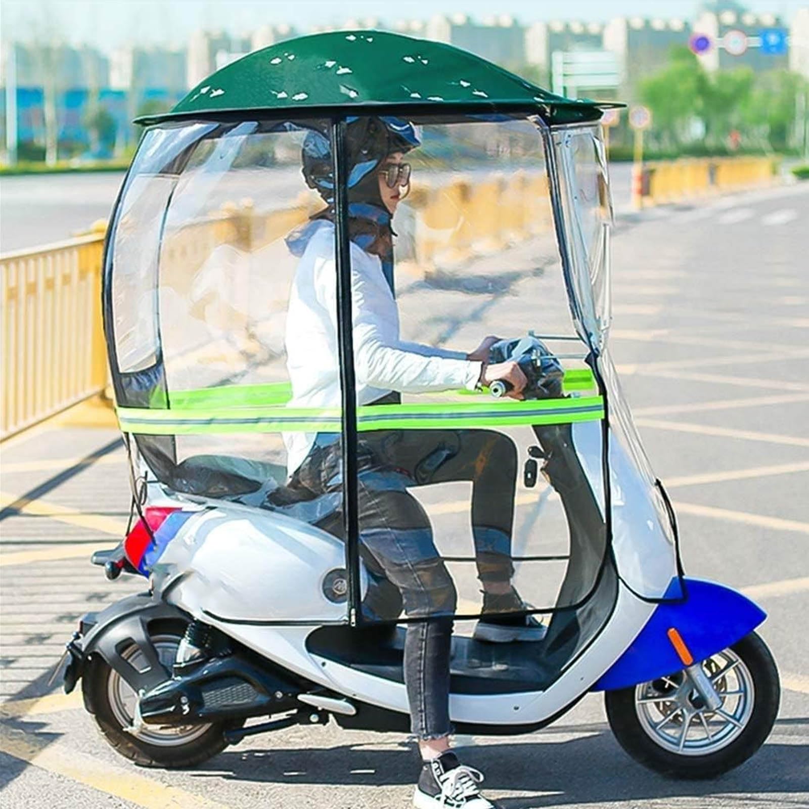 Copertura parasole universale per moto elettrica, copertura antipioggia per moto, copertura antipioggia pieghevole per bici da ciclismo, ombrellone per tettuccio per auto con batteria impermeabile (Ne