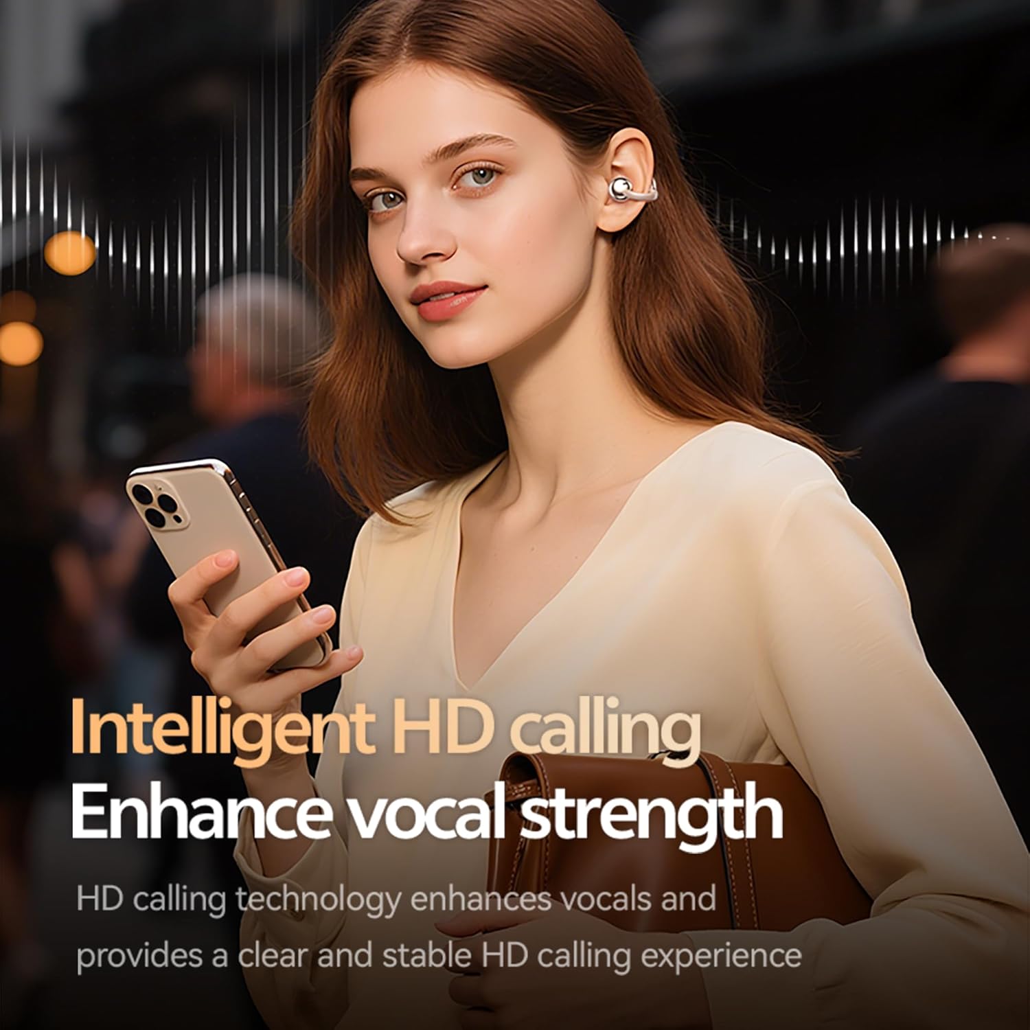 Clip On Open Ear Earbuds, Wireless Bluetooth 5.4 Headphones with Mic, Lightweight & Comfortable for Sports, Running,and Fitness,Bone Conduction,IPX5 Waterproof Noise Cancelling Earphones (Rose gold) - Image 9