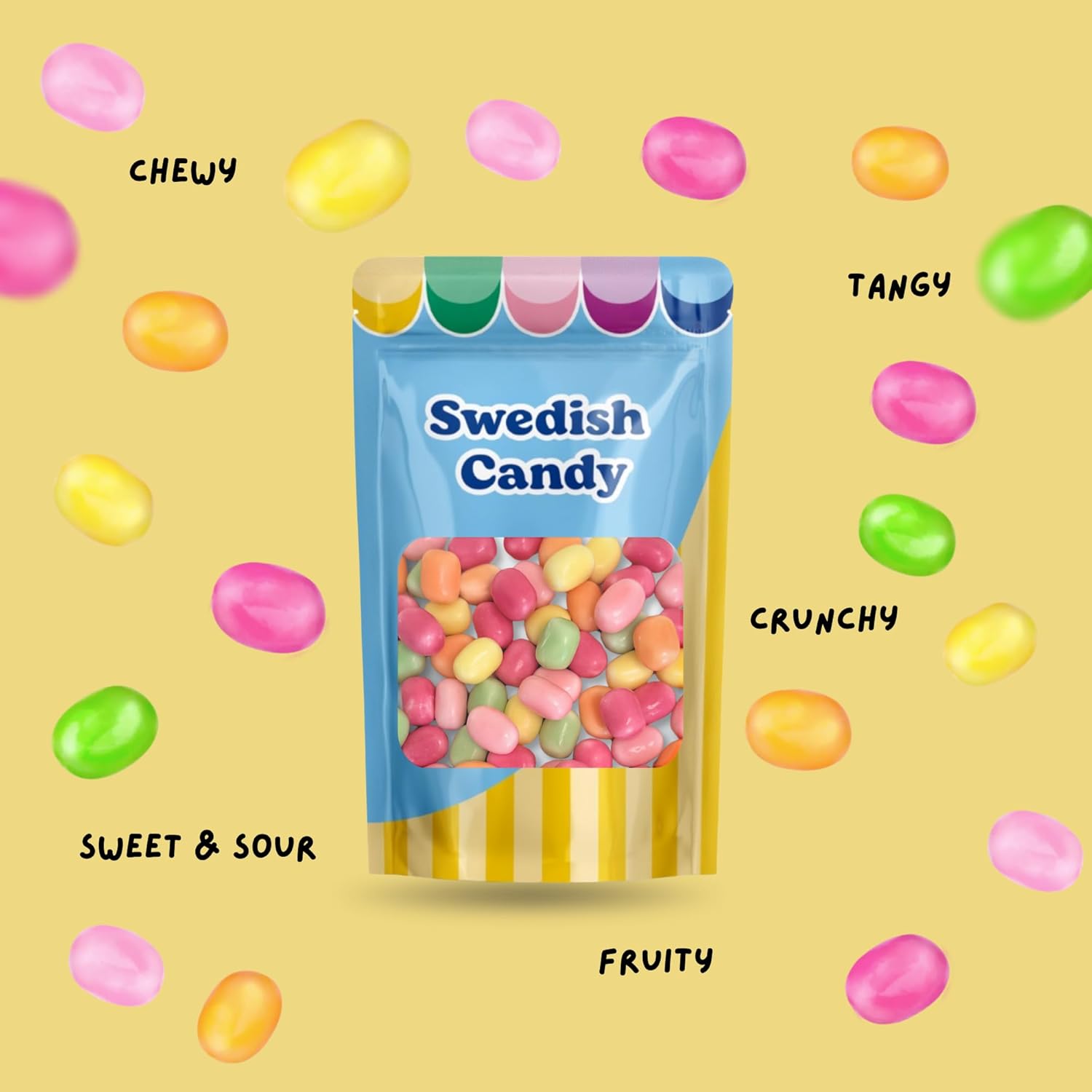 Scandylicious Kastanjer - Kracher - Sour Fizzy Beans Assorted Colors Chewy Candy Shells with Fruity Filling (1 LB)