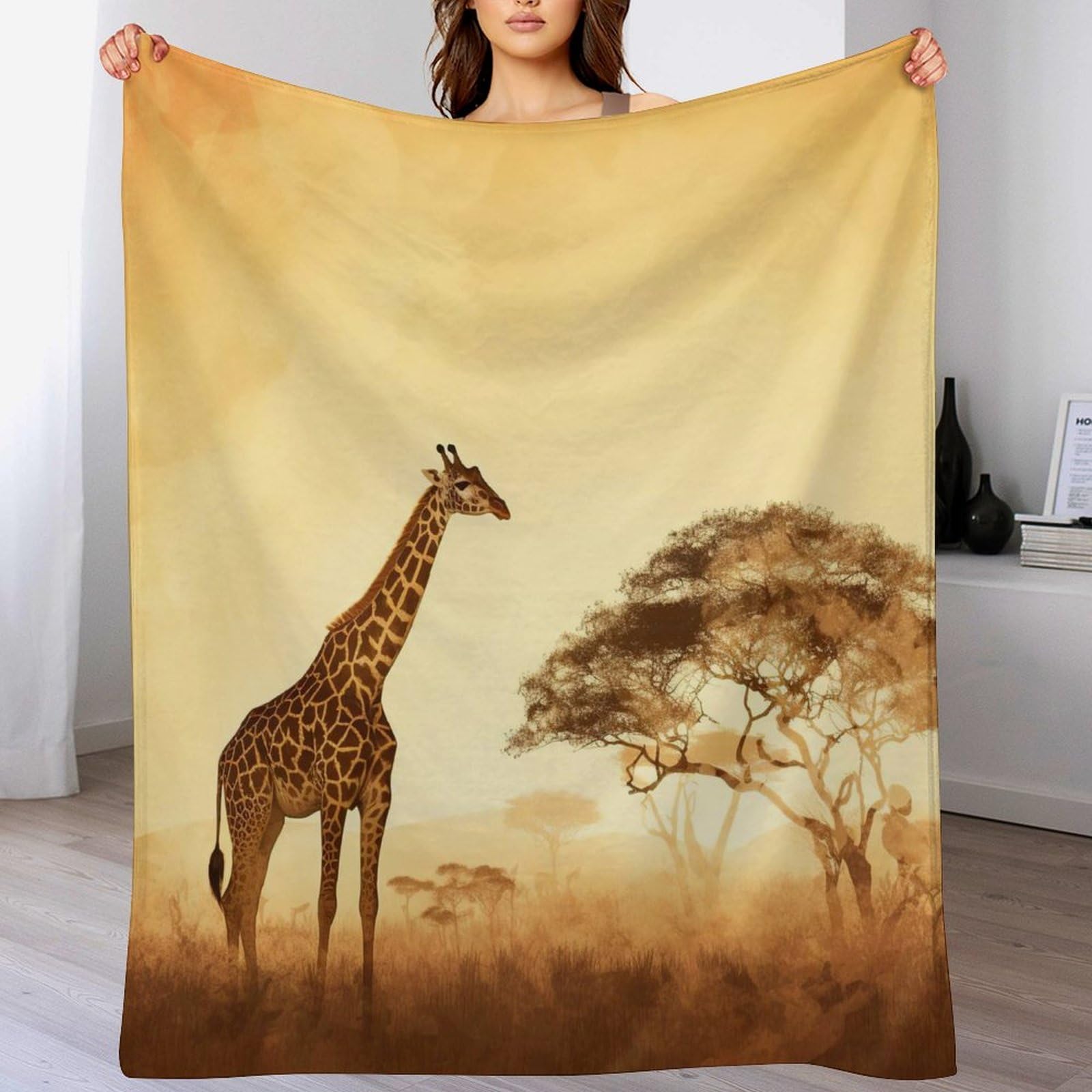 Couverture canapé girafe en flanelle douce 150x200cm pour salon