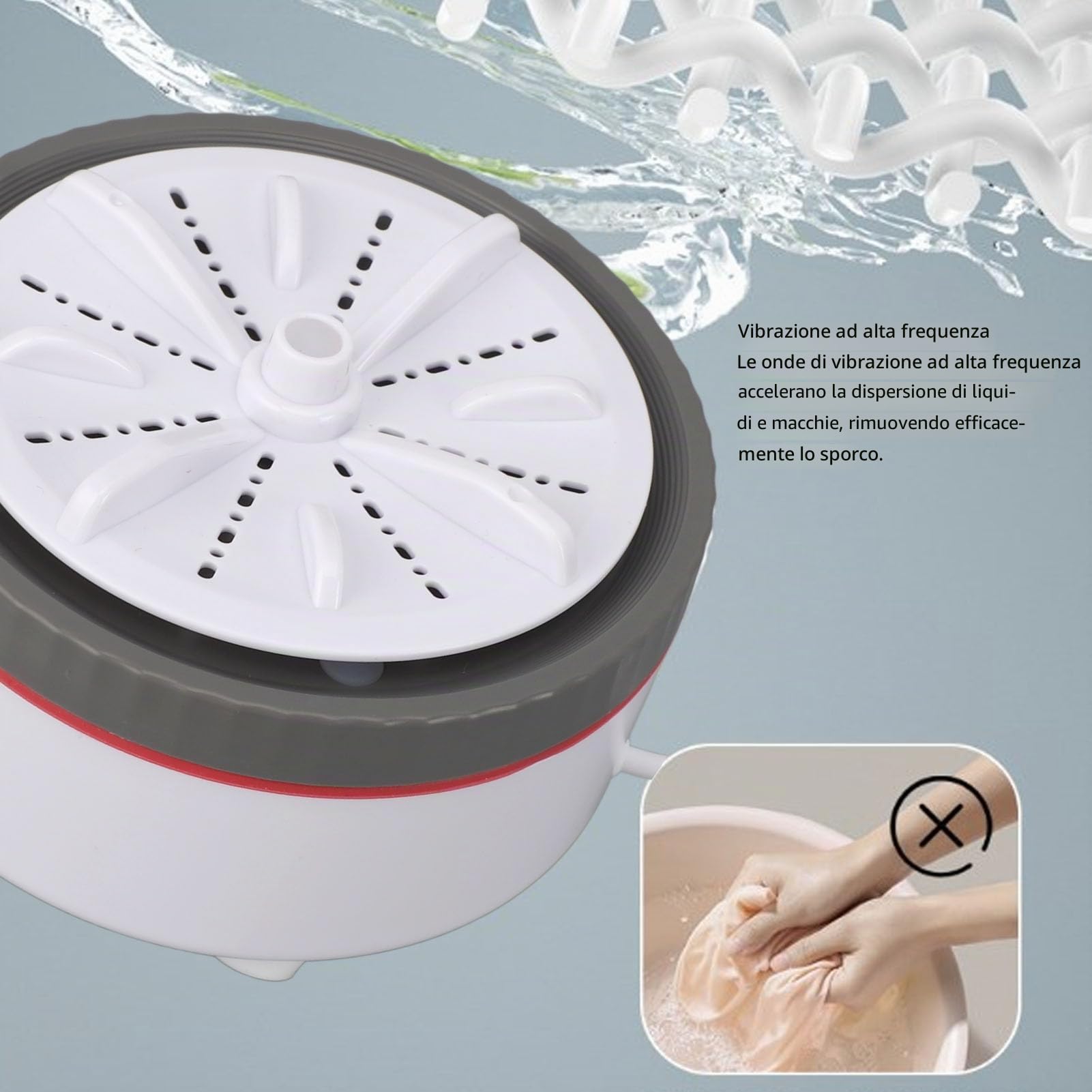Mini Lavatrice, Lavatrici Portatili con USB per Viaggi d'affari Campeggio università Pulizia Ad Ultrasuoni Calzini Biancheria Intima Asciugamani Vestiti per Bambini Frutta Piatti Mini (GRAY)