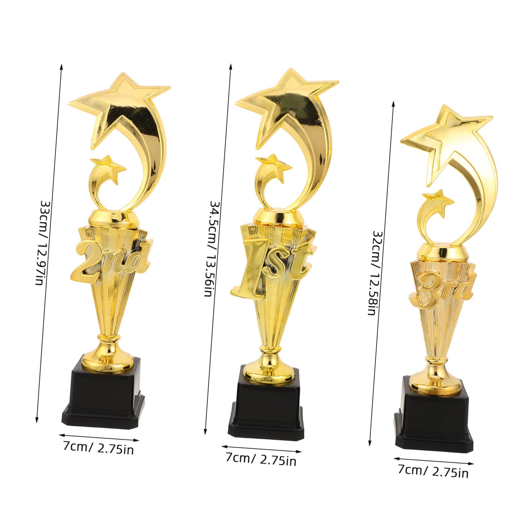 Toyvian 3 Pezzi Set di Tre Trofei in Plastica Oro per Tornei Sportivi | Design Divertente, per Appassionati di Sport, Riconoscimenti Gara, per Partite di Calcio