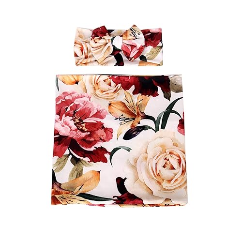 Miniatura 5 de Galabloomer Conjunto de diadema para recién nacido, manta para recién nacido, diseño de flores