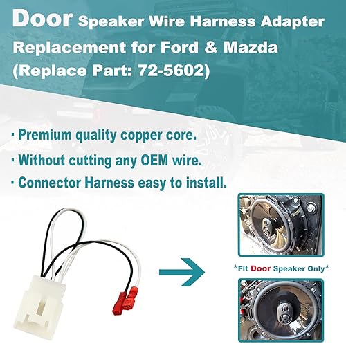 Miniatura 3 de 72-5602 - Arnés de cableado para altavoz de puerta de automóvil para Ford F-150 Fusion Escape Focus Bronco Mustang Mondeo MK4 Mazda 2 3 6 CX5