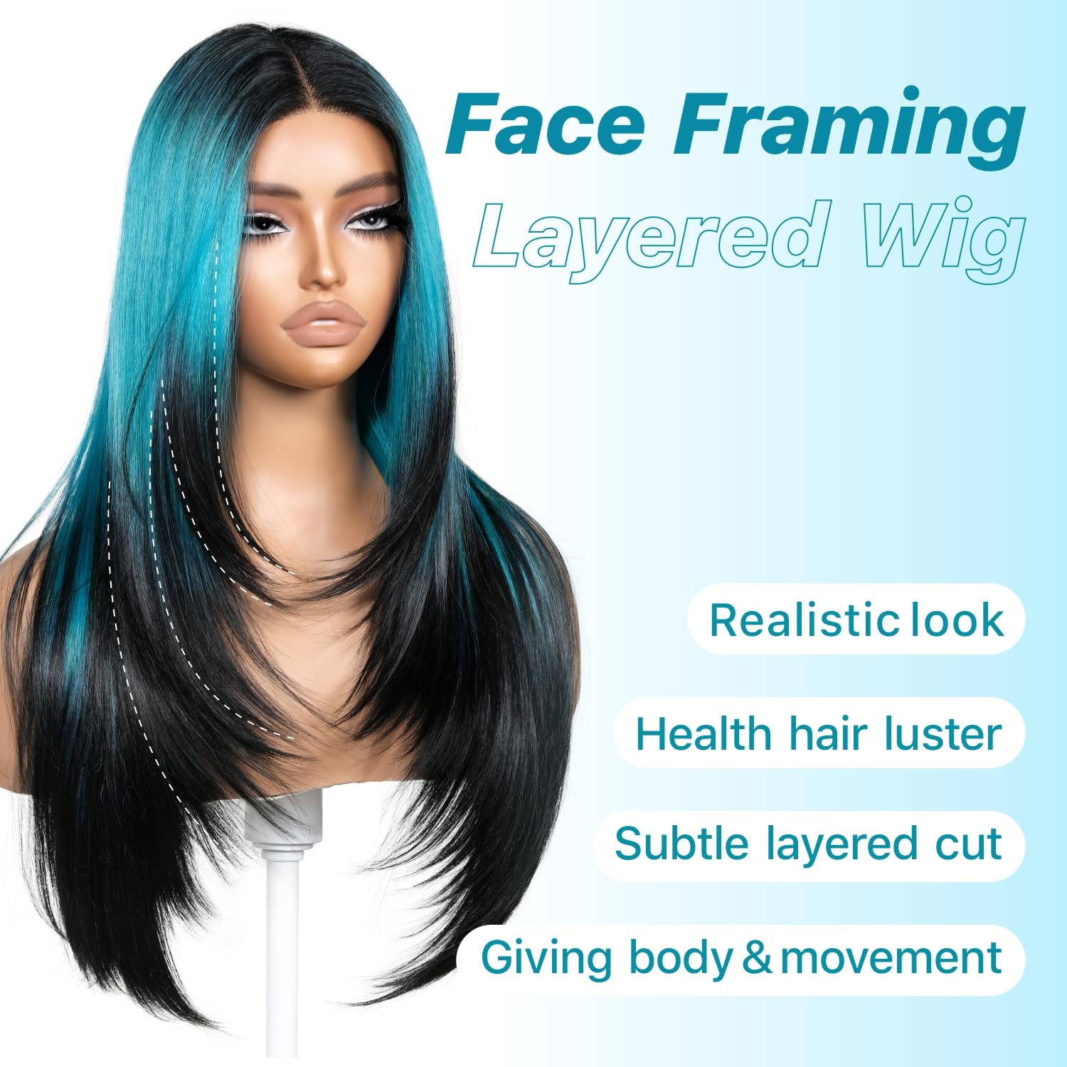 BrownBomb 26-Inch Glueless Layered Synthetic Lace Front Wig with Bangs