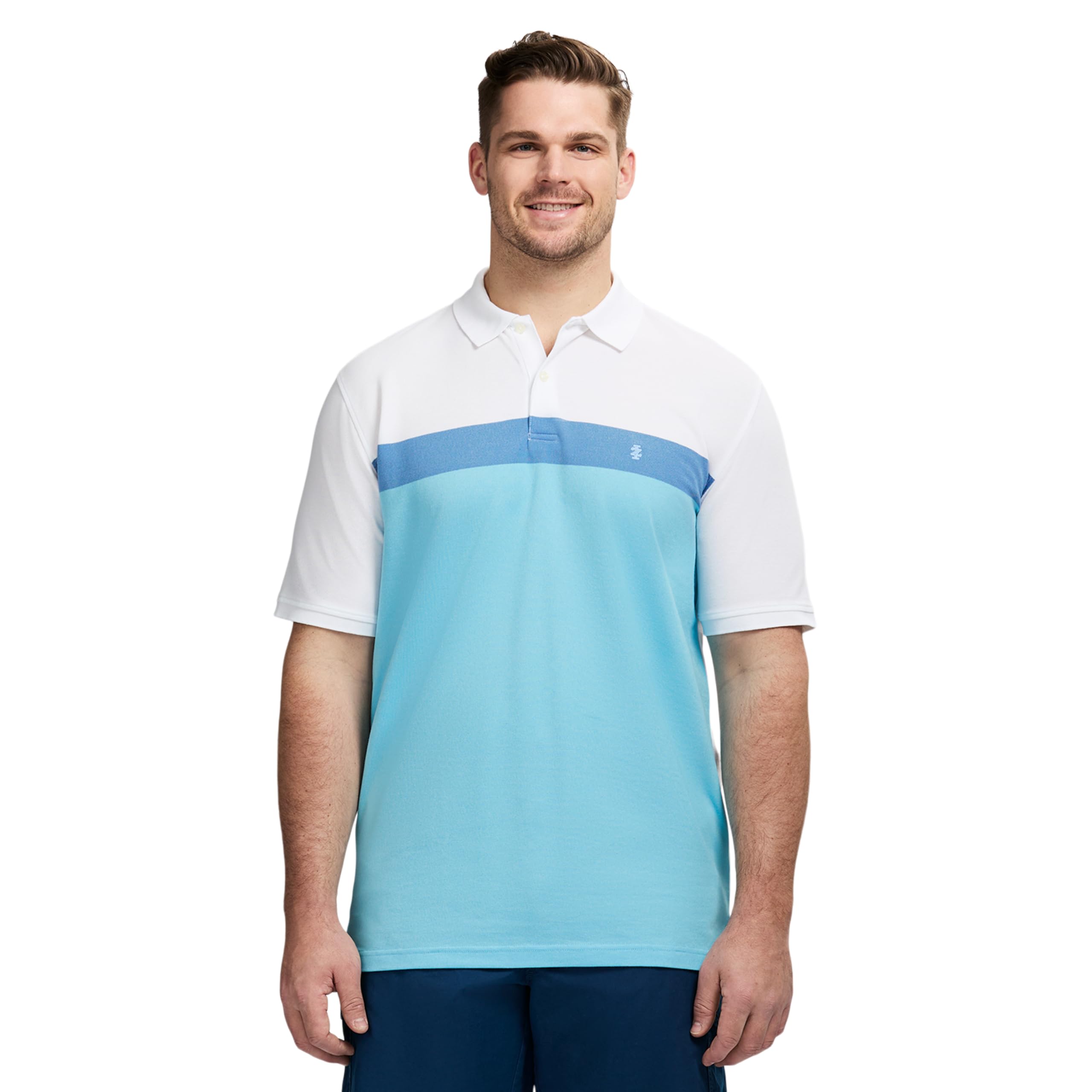IZOD Men's Big and Tall Advantage Performance Short Sleeve Stripe Polo Shirt