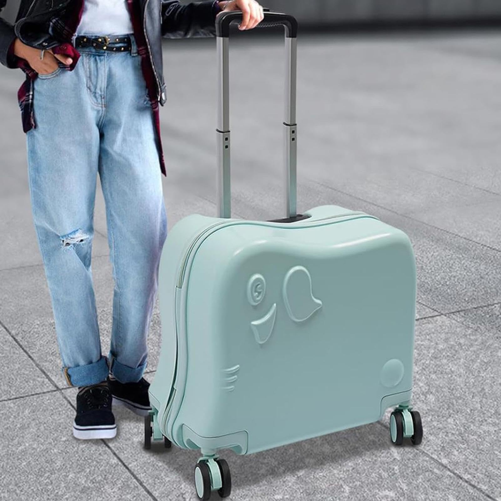 Elegante borsa a rotelle per bambini, con ruote, bagaglio a rotelle per | bambini | Bagaglio a mano per bambini | Valigia per bambini carina | Facile da tirare per bambini, Verde menta, Refer to