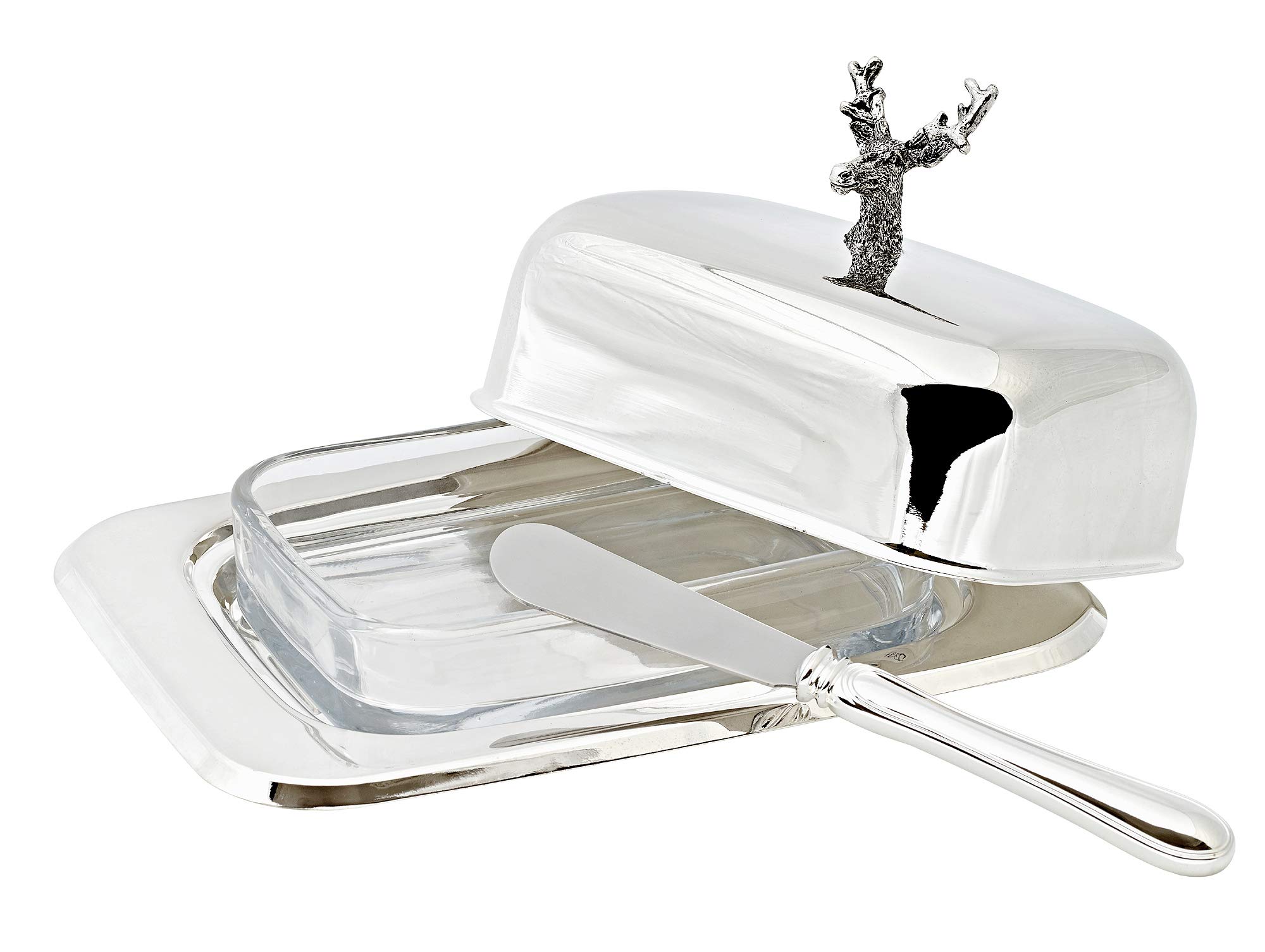 Butter Dish Deer with Knife L 18 cm