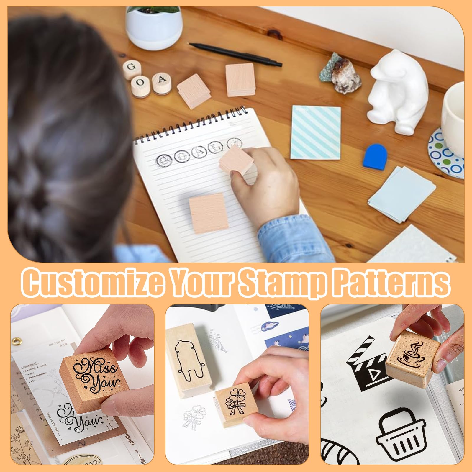Yuragim Stempelgummi Laser, A4 Gummistempel zum Lasern mit 20 Stück Blanko-Stempelhalter aus Hartholz für Lasergravur, Laser Gummi Blatt Pad für DIY Crafts Stamp Gravurmaschinen, DIY-Stempel, 2cm/4cm