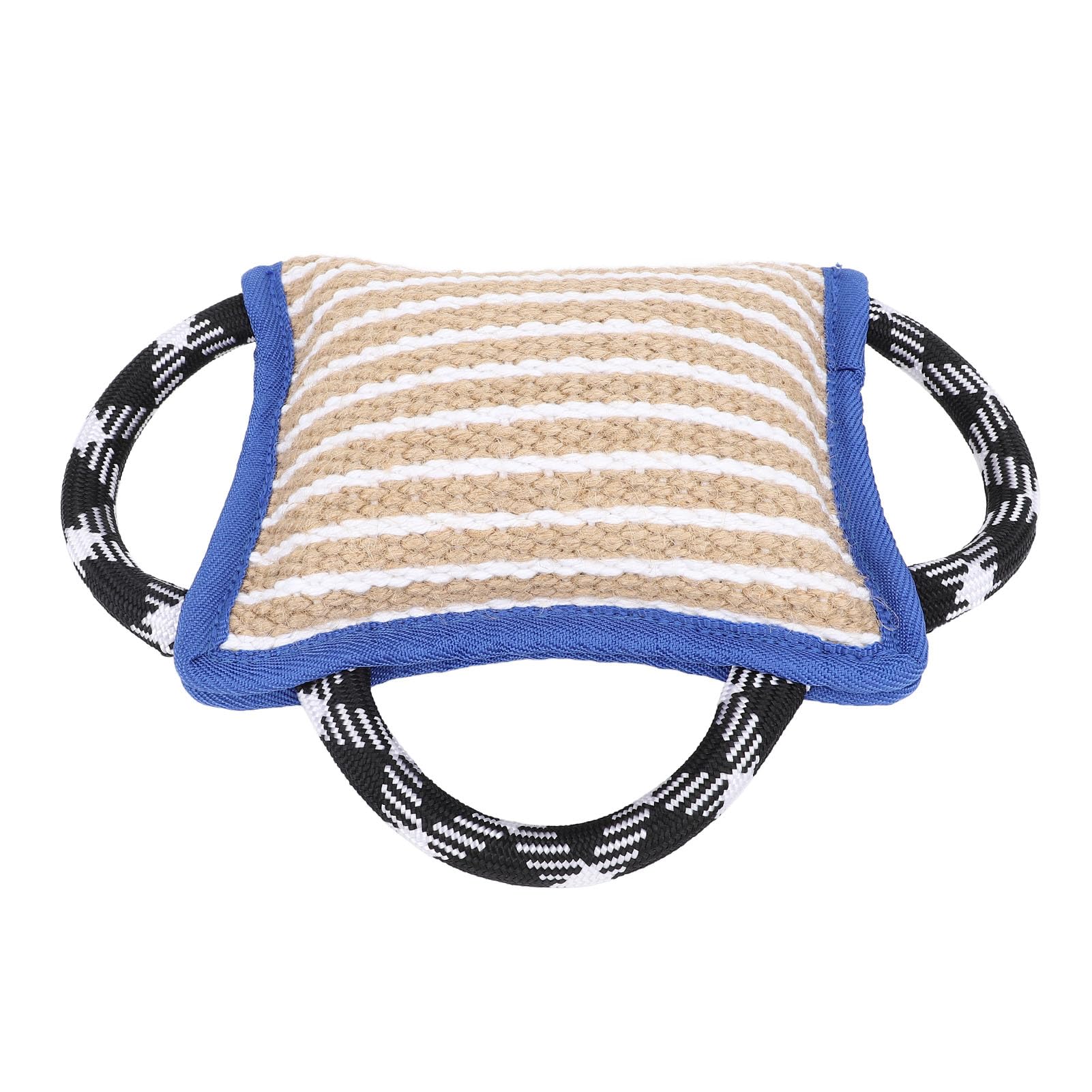 Cojín mordedor con 3 Asas Fuertes, Juguete de Tira para morder de Yute Resistente a los Rasgados para Perros Adultos, Almohada de Entrenamiento Interactivo para Masticar y Jugar a (Azul)
