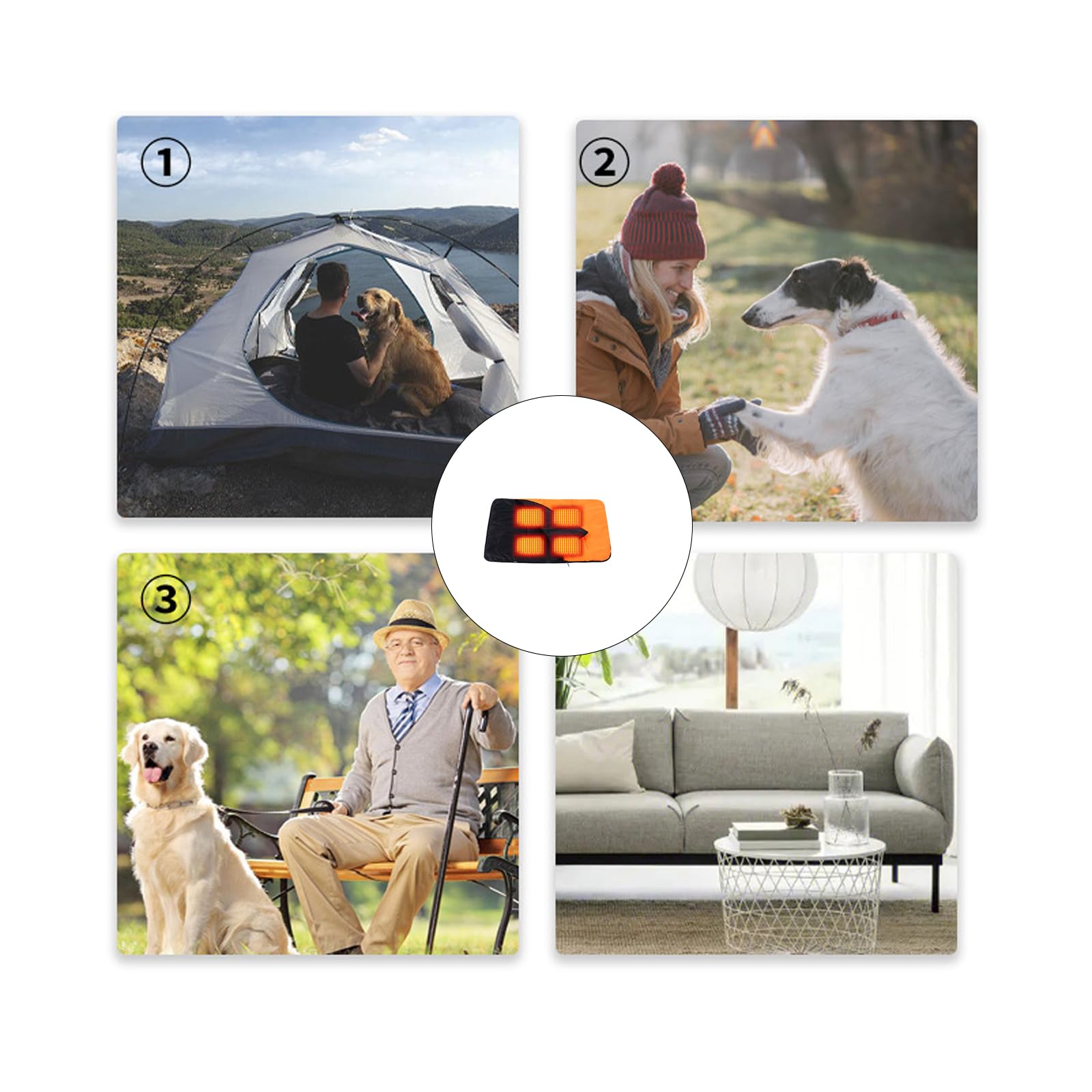 XAGMODSHN Tapis chauffant portable alimenté par USB pour animal domestique, contrôle de la température, housse amovible et lavable pour chiens, chats, matelas chauffant pour chien avec alimentation
