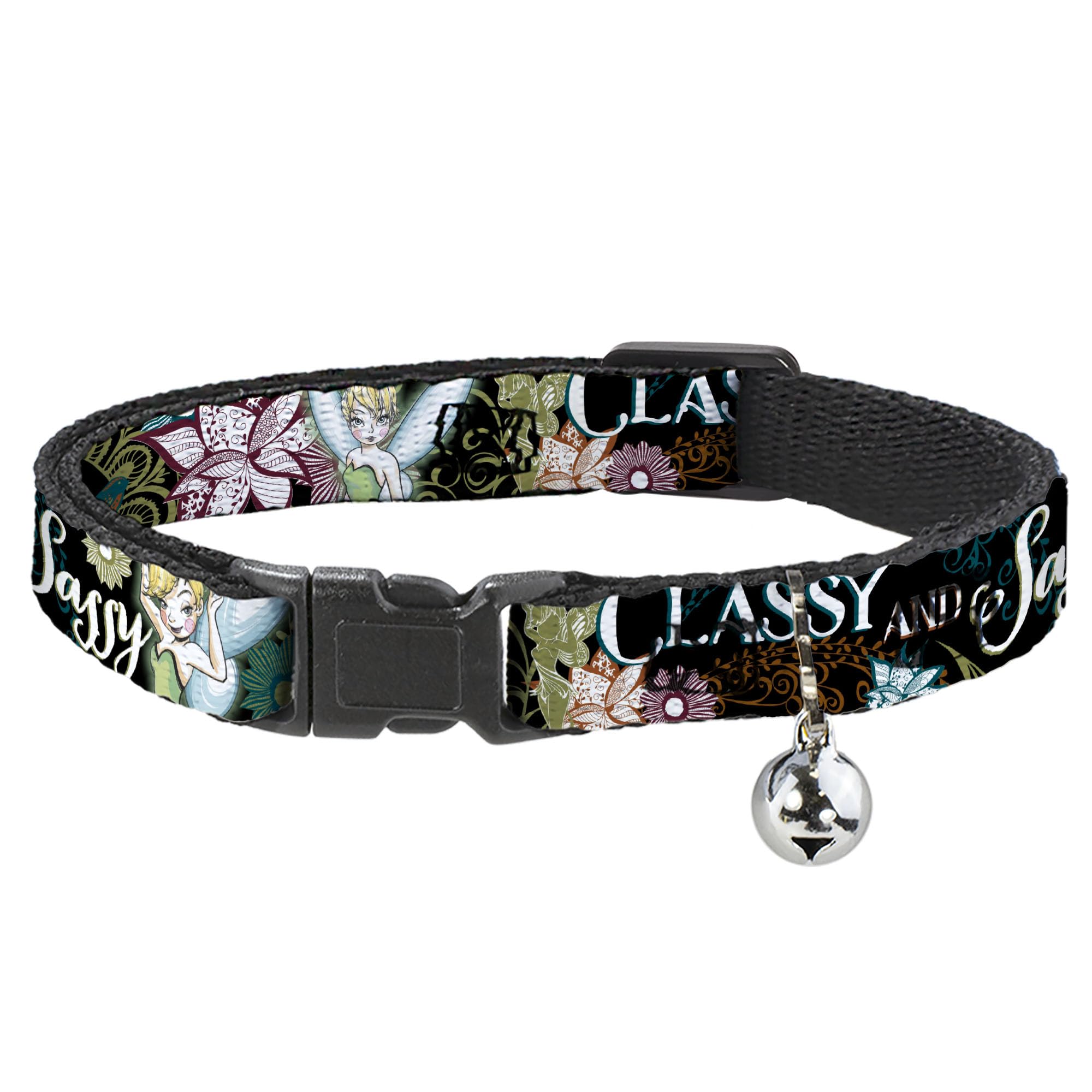 Collar para gatos con cascabel Buckle Down y estampado floral con hebilla de seguridad