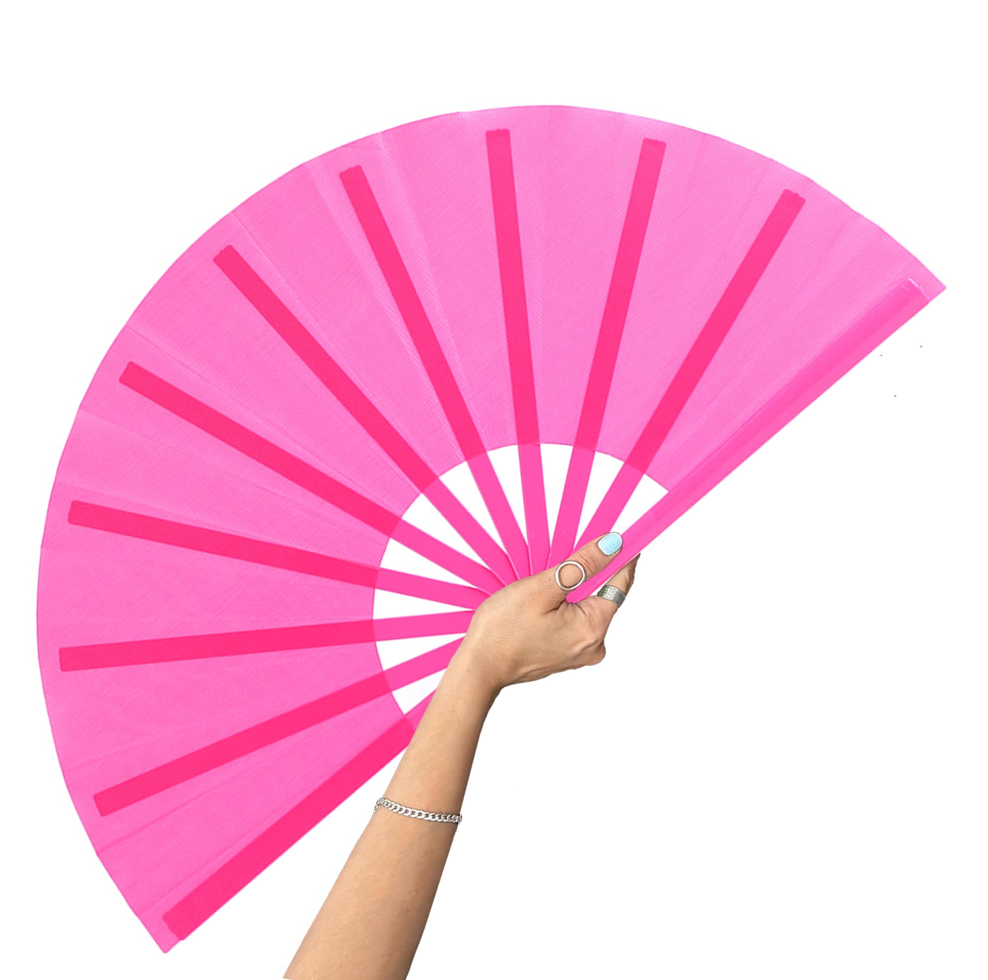 13 Inches Large Rave Fan — Popping Clacking Fans for Line Dancing — Hand Fans for Women Foldable, Boots on The Ground Fan, Portable for Outdoor, Wedding, Party, Decoration (Pink,1 Pack)