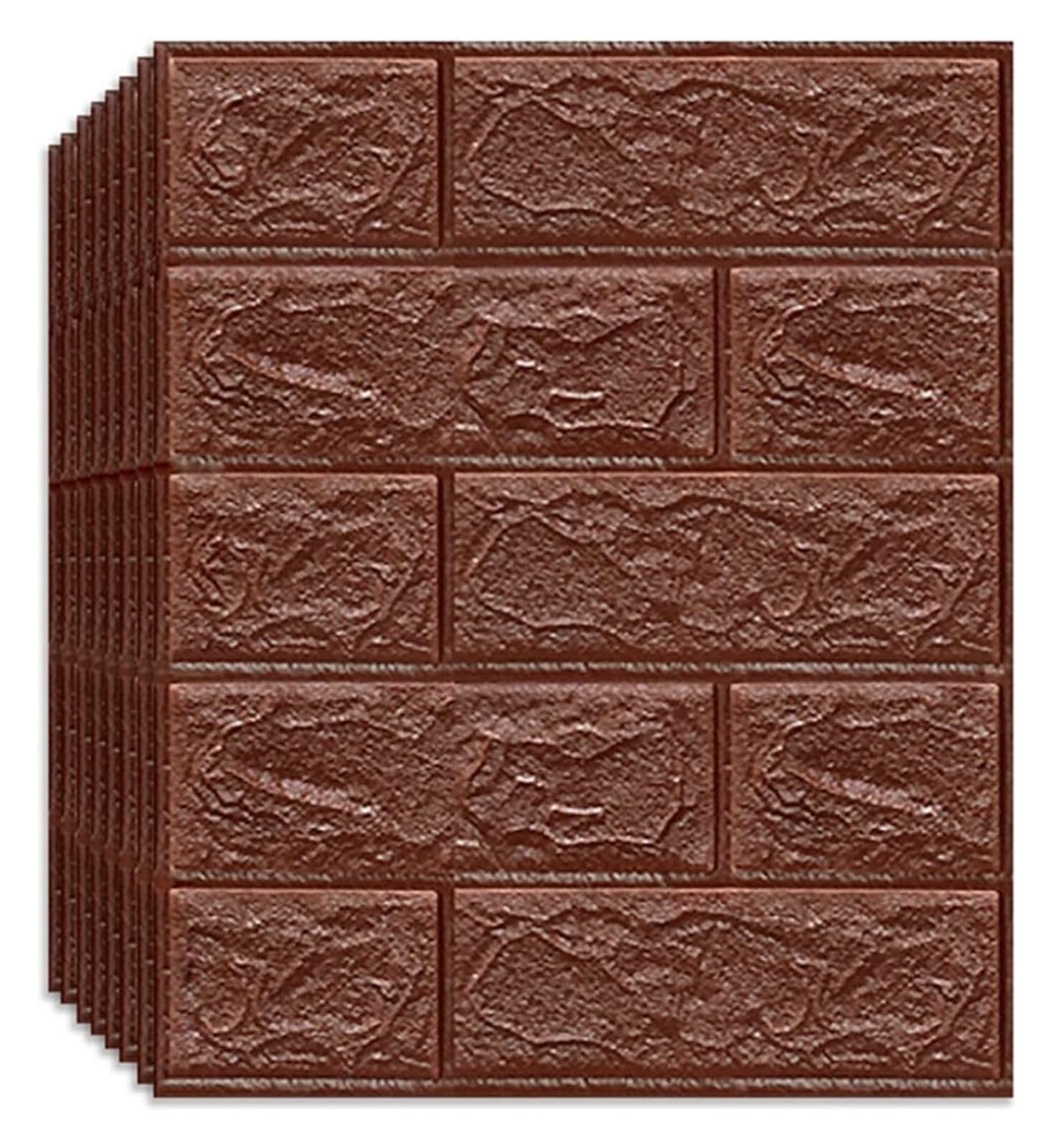 Sdgeryeeg Marron Wall Panels， 3D Wall Panel 10Pack Brick Self-Adhesive Waterproof Pe Foam Wallpaper Anti-Collision Used For Bathroom(Marron)