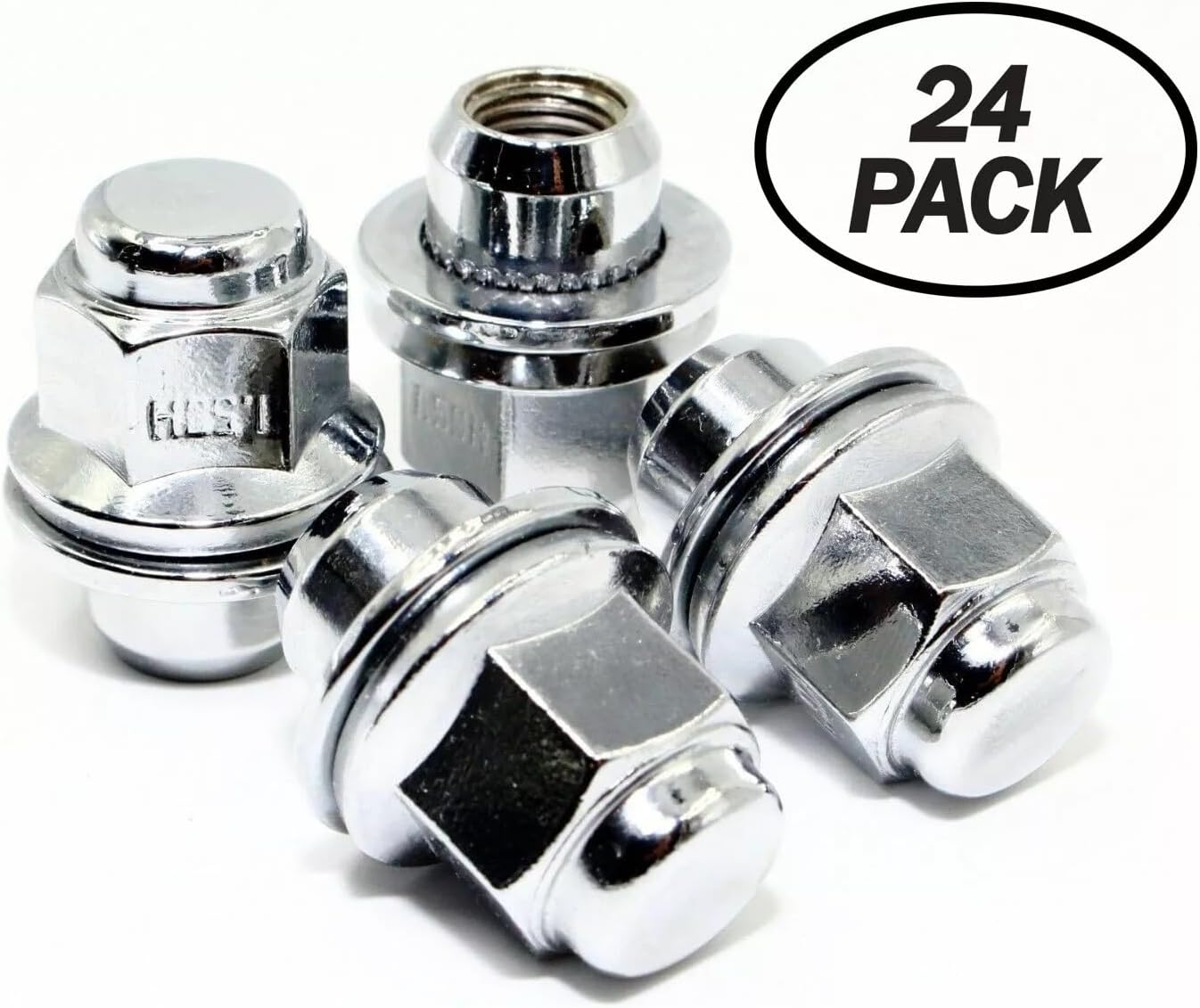 Set of 24 12x1.5 Veritek Mag OEM Factory Washer Style 1.47" Chrome Lug Nuts for Toyota Tacoma 4 Runner SR5 Pre-Runner TRD Off-Road Limited OEM Replacement