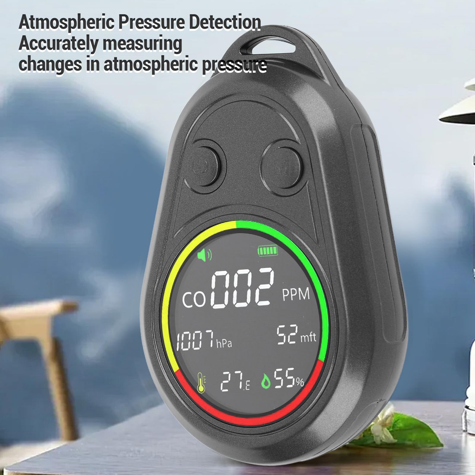 Naroote Detector Portátil de Calidad del Aire 5 en 1 CO Altitud Presión Atmosférica Temperatura Humedad Probador con Sensor de Alta Precisión para Actividades Al Aire Libre Camping