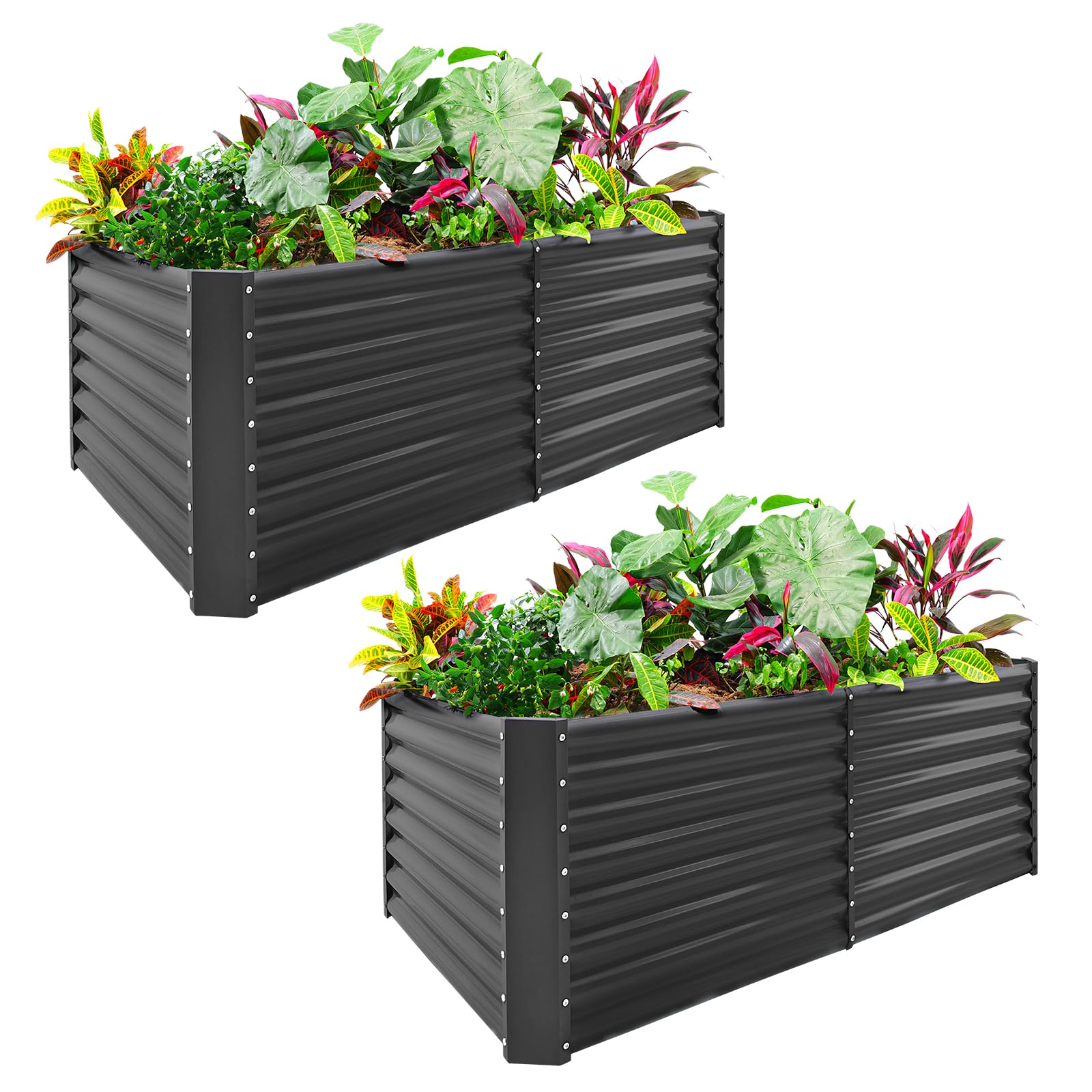 Photo 1 of Land Guard 8x4x2ft Galvanized Raised Garden Bed Kit (2 Pack)
