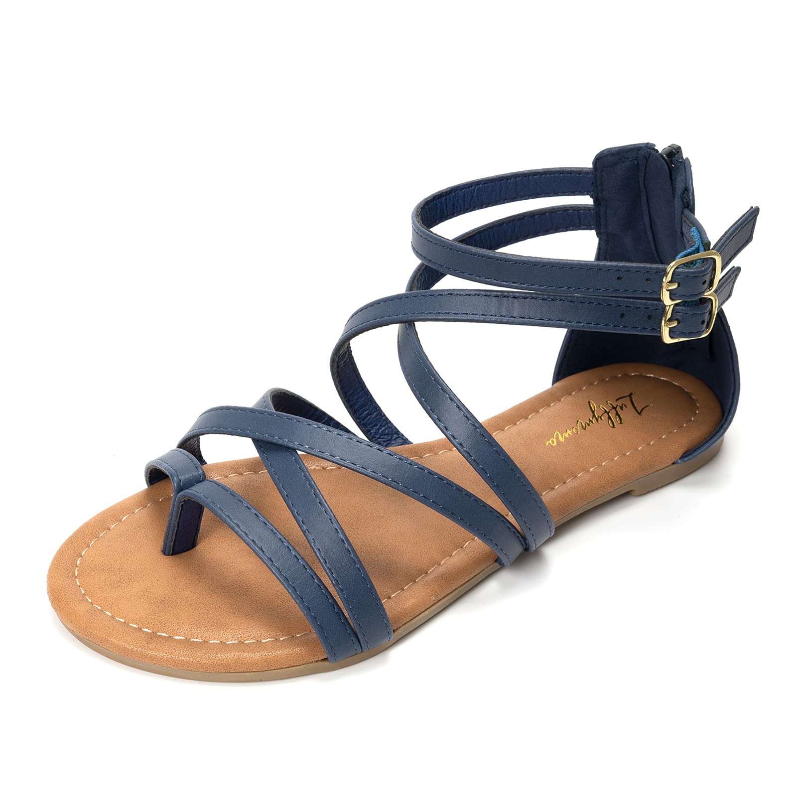 Luffymomo Women's Gladiator Strap Sandals Flat Fisherman Thong Cross Strappy Sandals